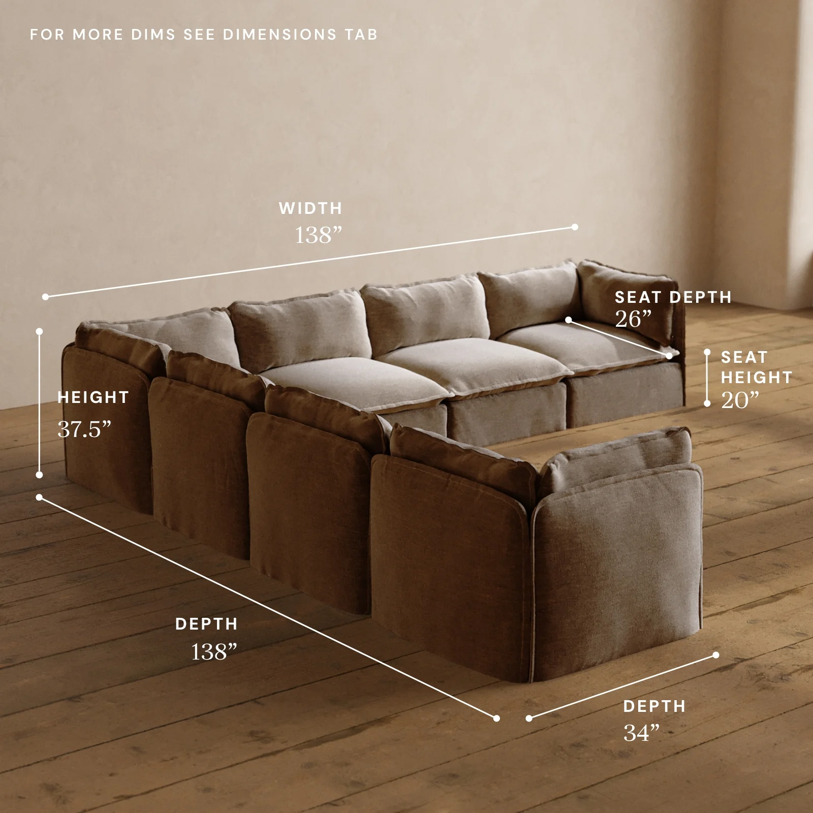 Modular Washable 7-Seater Corner Sectional in Mist | Memorix+ Seat | Contour Pillow - Image 5