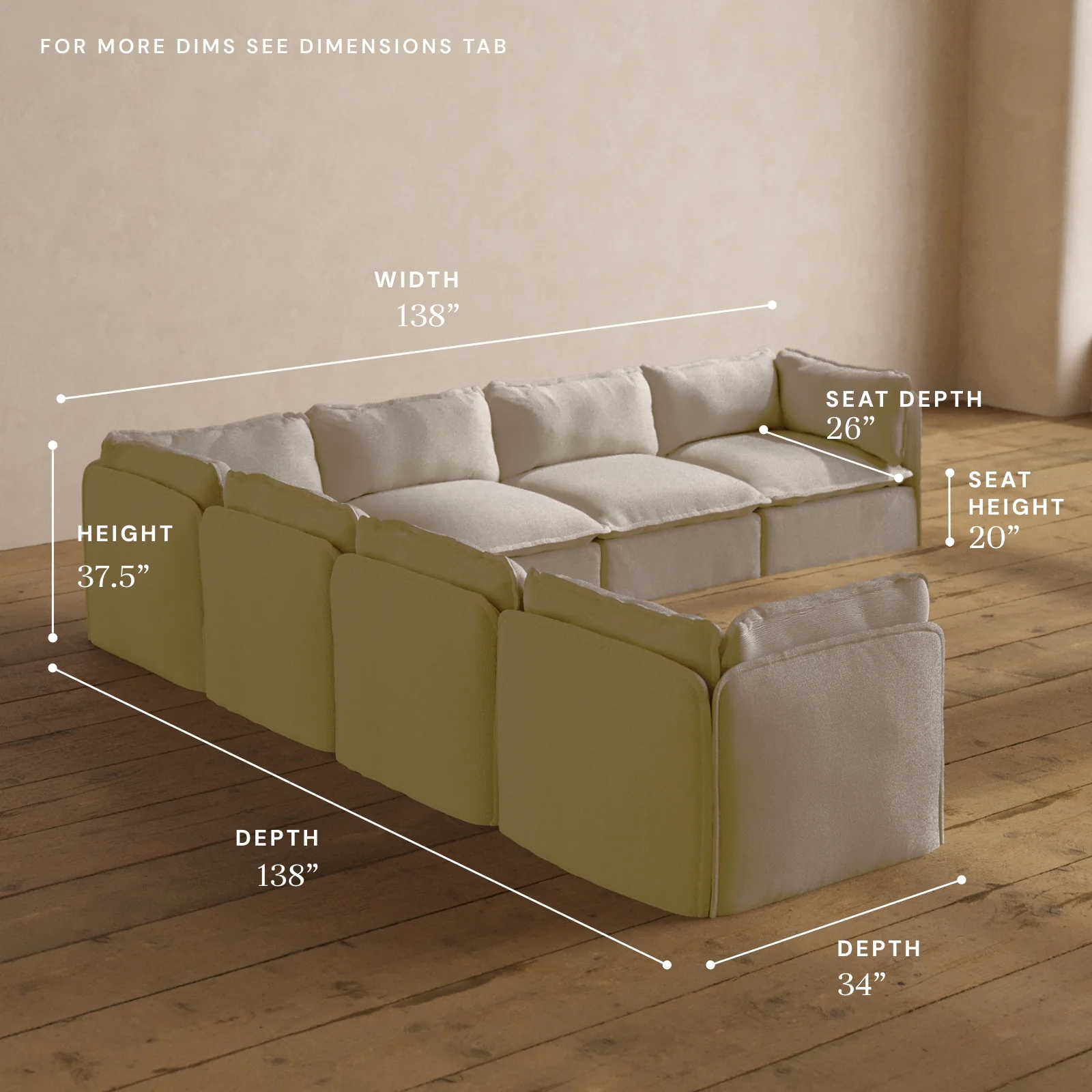 Modular Washable 7-Seater Corner Sectional in Powder | Memorix+ Seat | Contour Pillow - Image 5