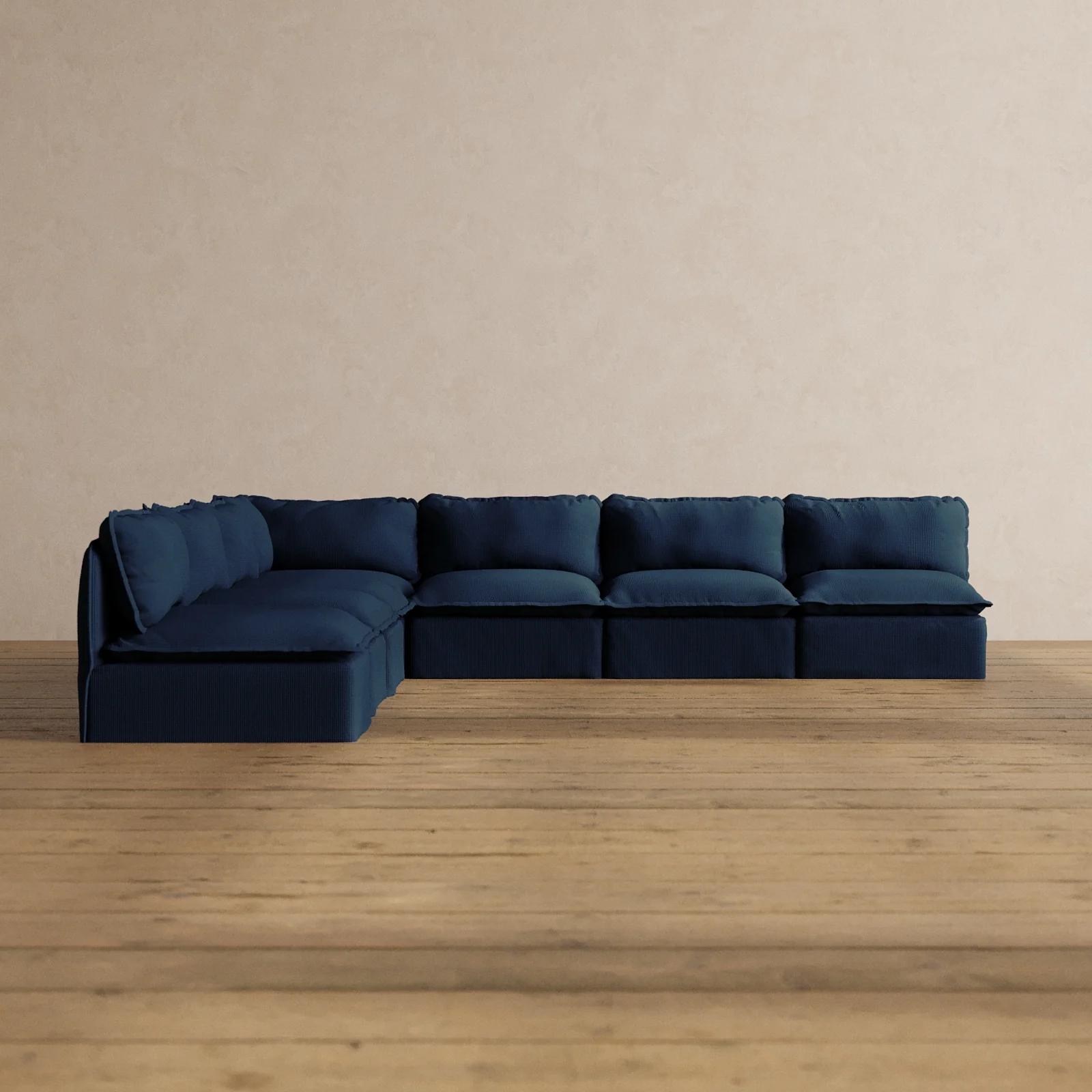 Modular Washable 7-Seater Open-Ends Corner Sectional in Sumi | Memorix+ Seat | Contour Pillow