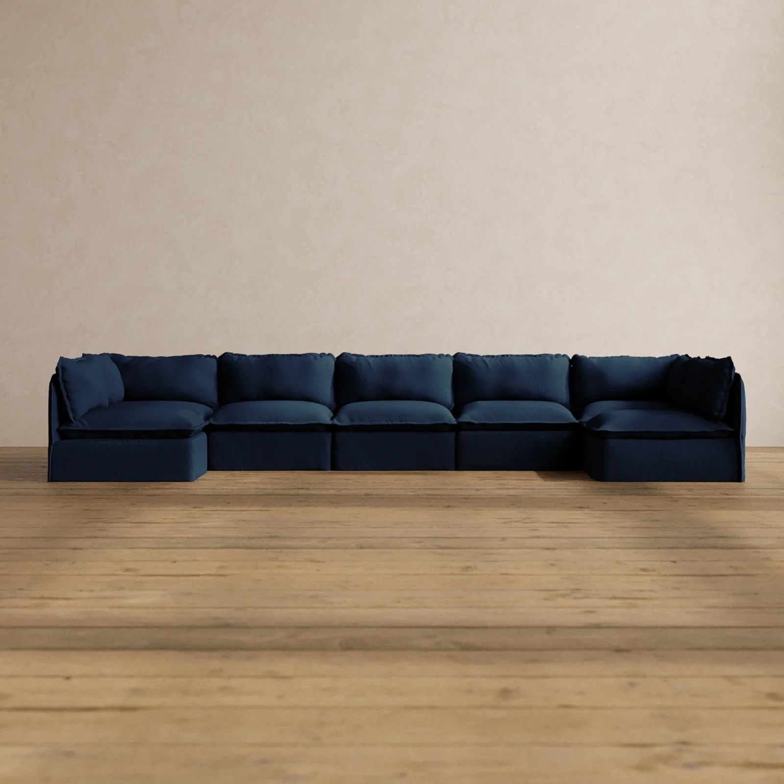 Modular Washable 7-Seater Open-Ends U-Sectional in Sumi | Memorix+ Seat | Contour Pillow