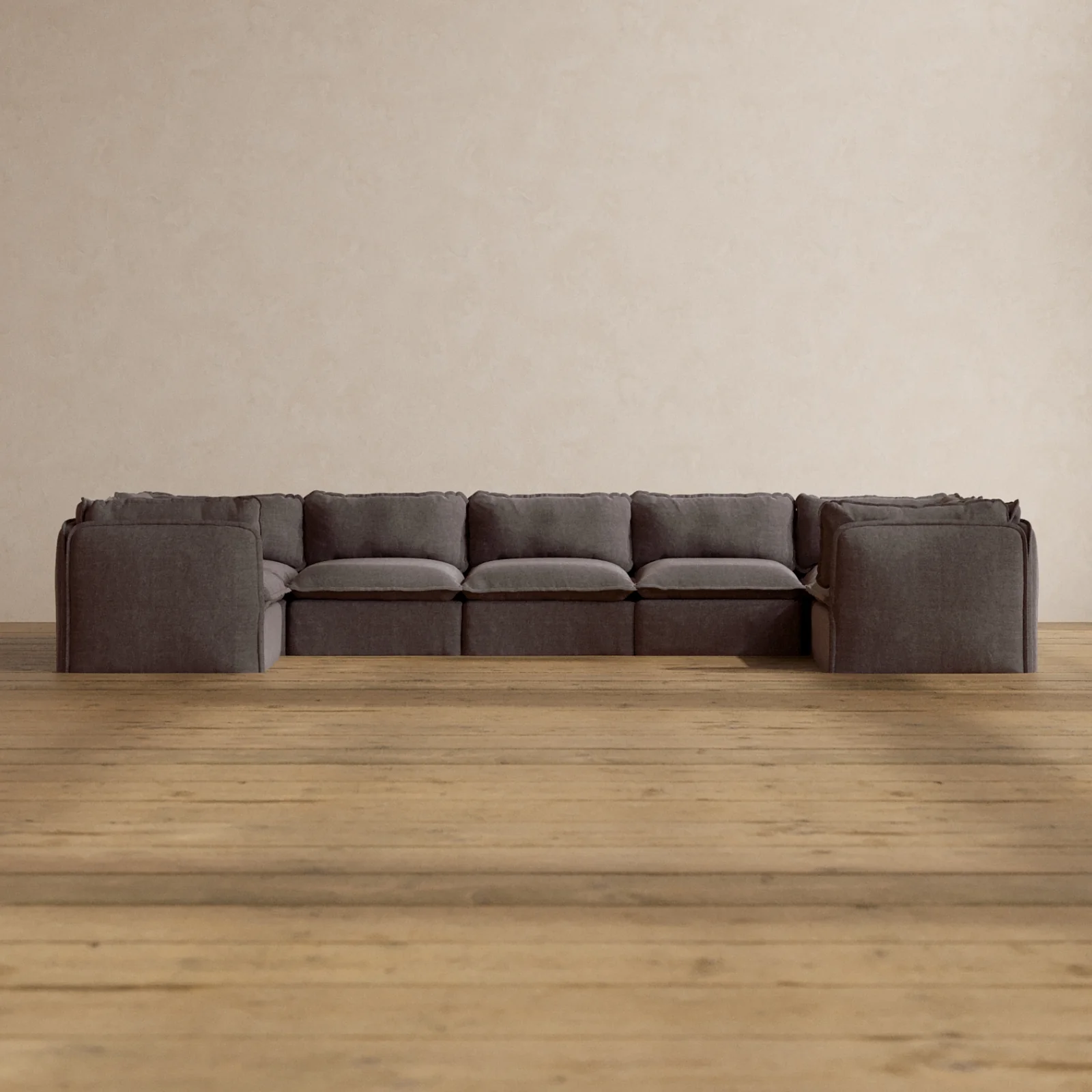Modular Washable 7-Seater U-Sectional in Caviar | Deluxe+ Seat | Cloud Pillow