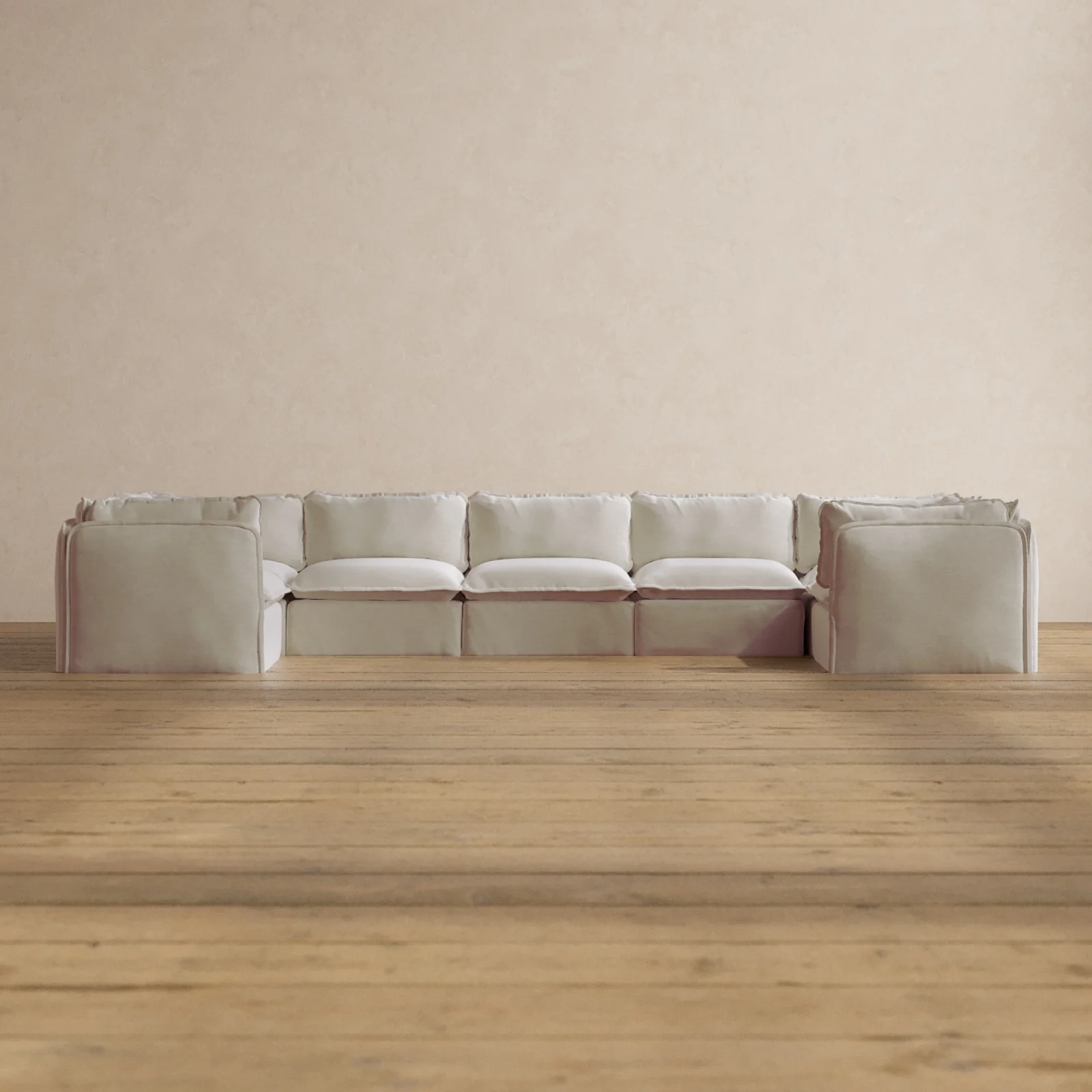 Modular Washable 7-Seater U-Sectional in Coco | Memorix+ Seat | Contour Pillow