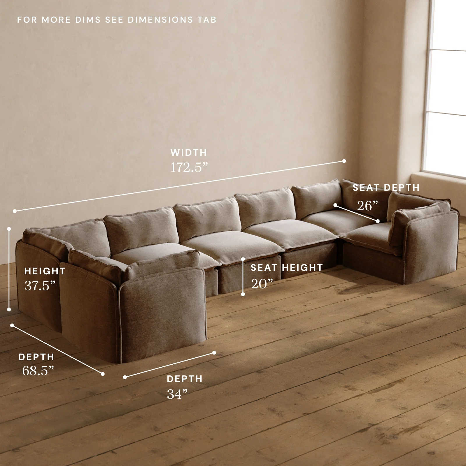 Modular Washable 7-Seater U-Sectional in Mist | Deluxe+ Seat | Cloud Pillow - Image 5