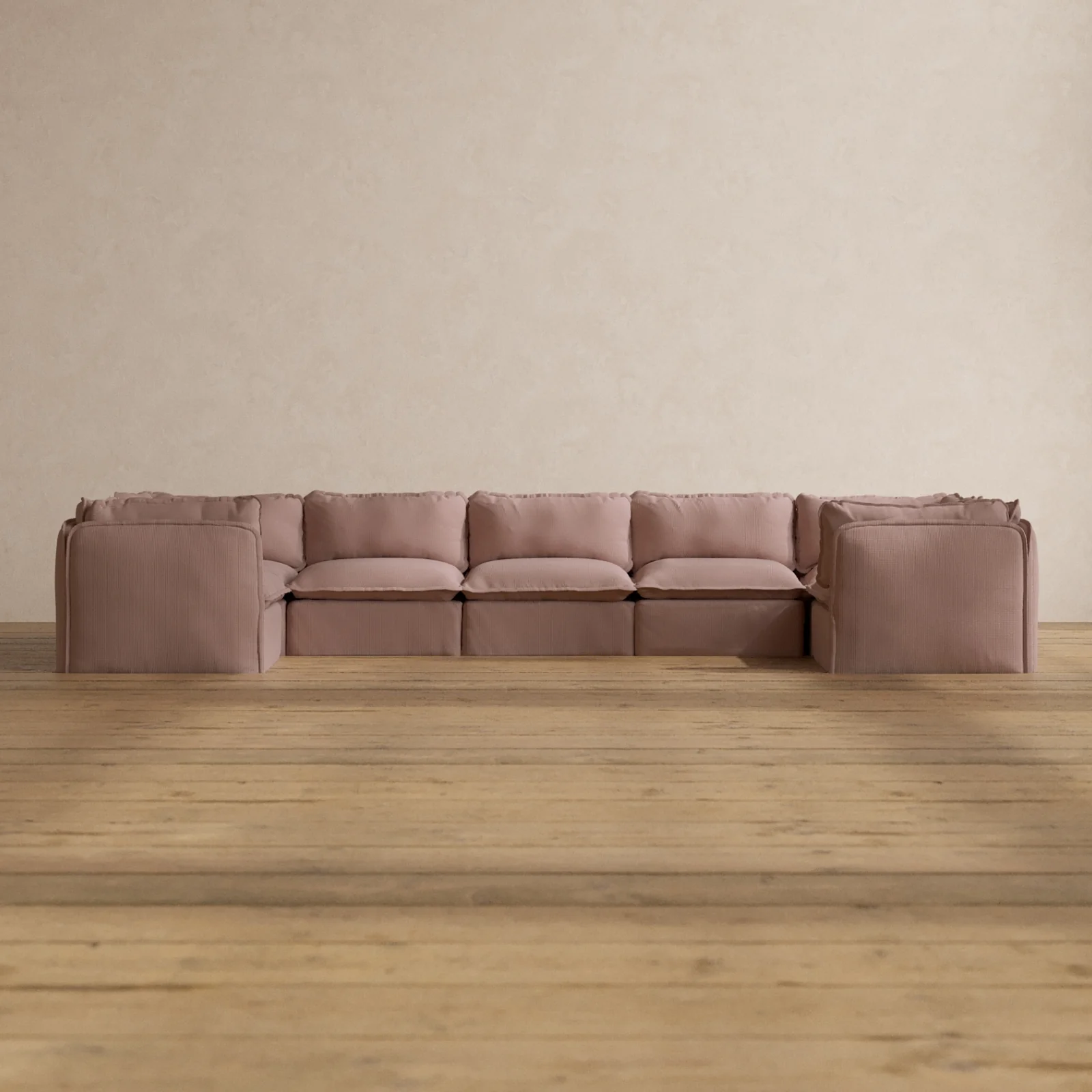 Modular Washable 7-Seater U-Sectional in Sakura | Memorix+ Seat | Contour Pillow
