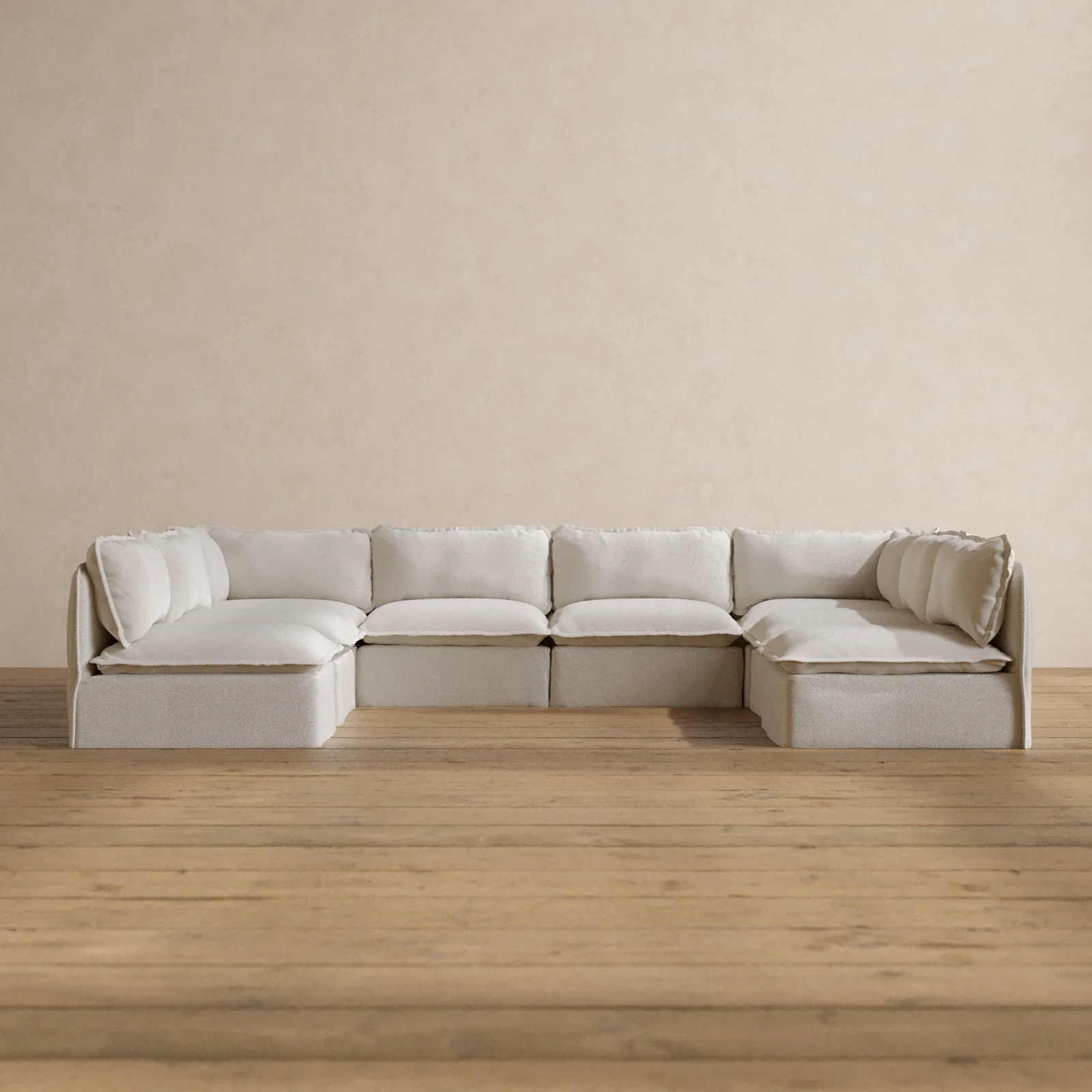 Modular Washable 8-Seater Open-Ends U-Sectional in Powder | Memorix+ Seat | Contour Pillow