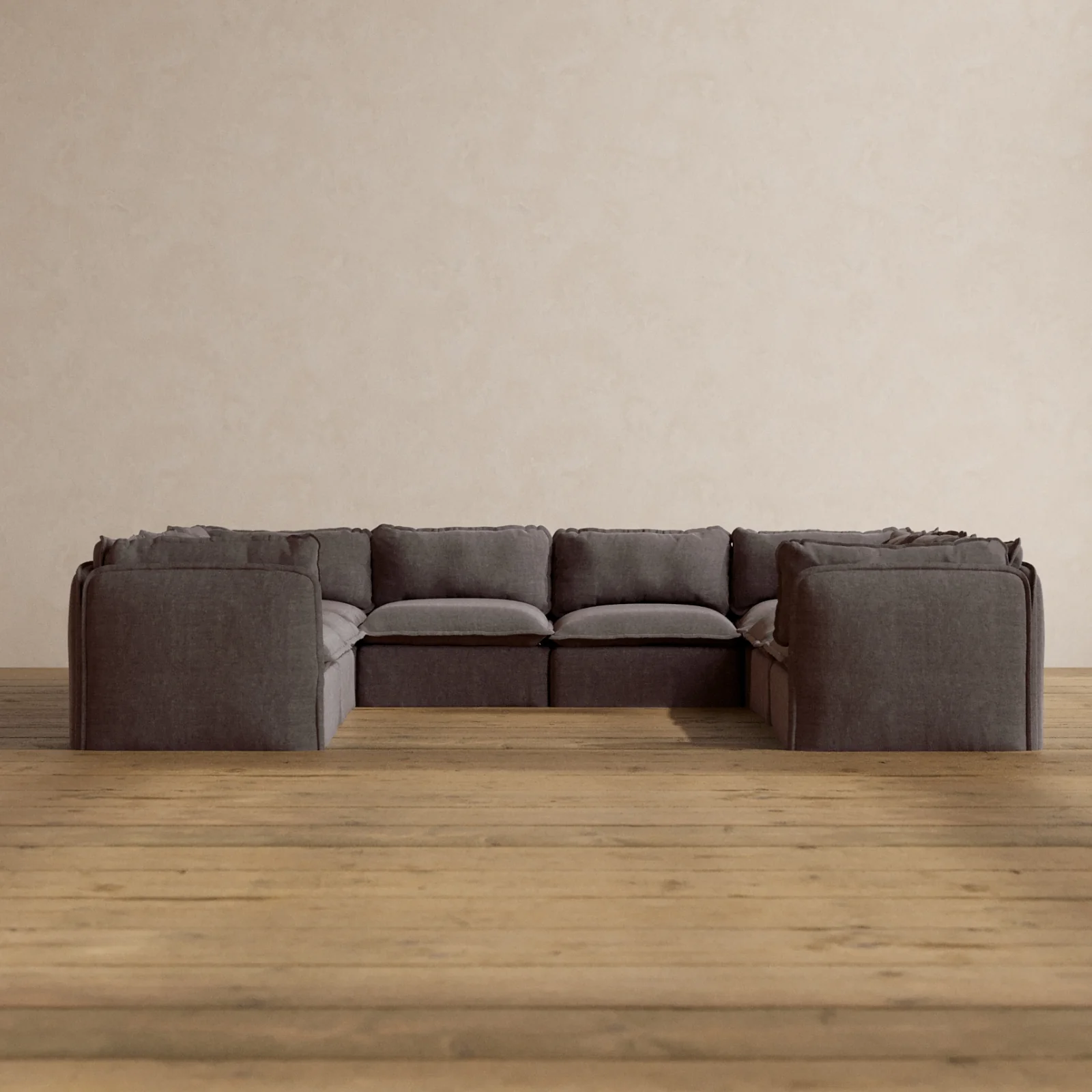 Modular Washable 8-Seater U-Sectional in Caviar | Memorix+ Seat | Contour Pillow