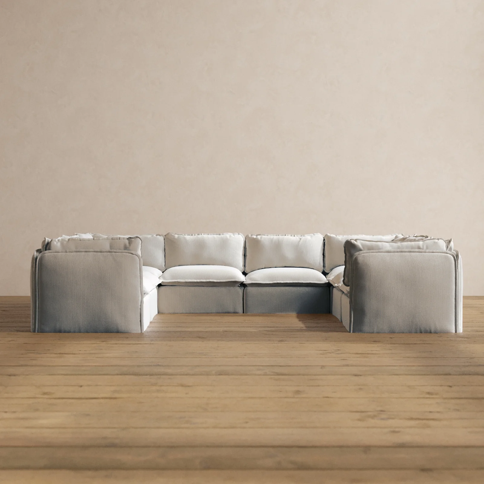 Modular Washable 8-Seater U-Sectional in Milk | Memorix+ Seat | Contour Pillow