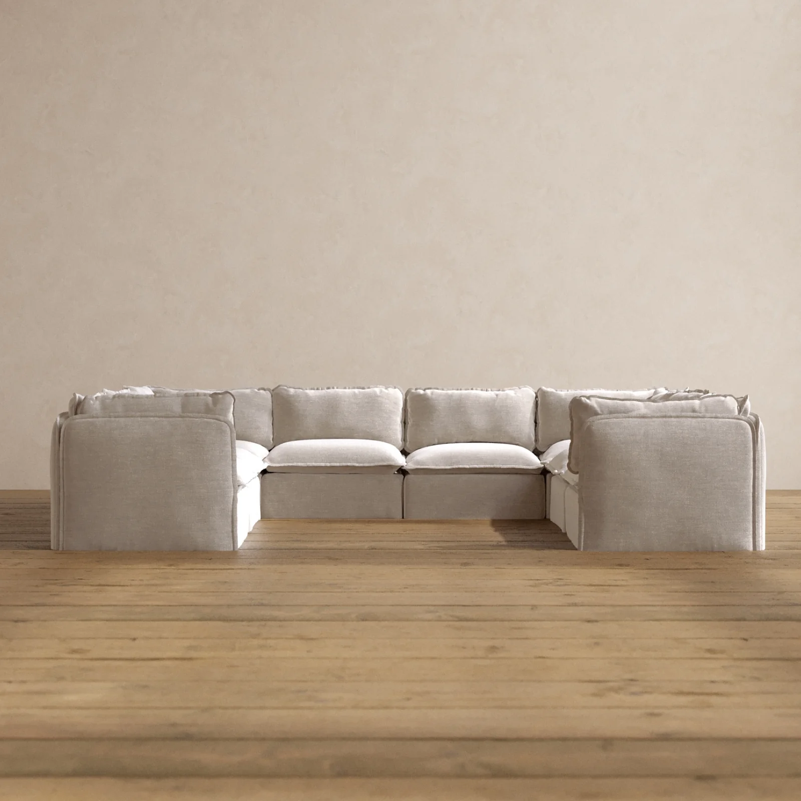 Modular Washable 8-Seater U-Sectional in Mist | Memorix+ Seat | Contour Pillow