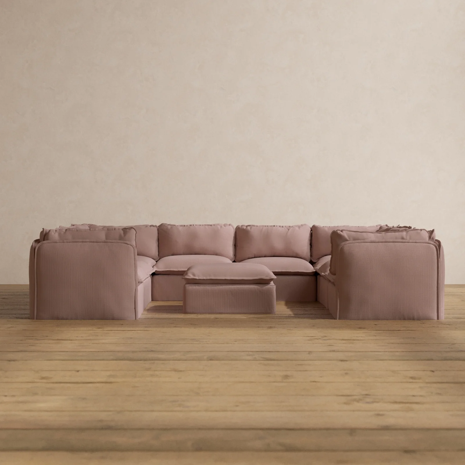 Modular Washable 8-Seater U-Sectional + Ottoman in Sakura | Memorix+ Seat | Contour Pillow