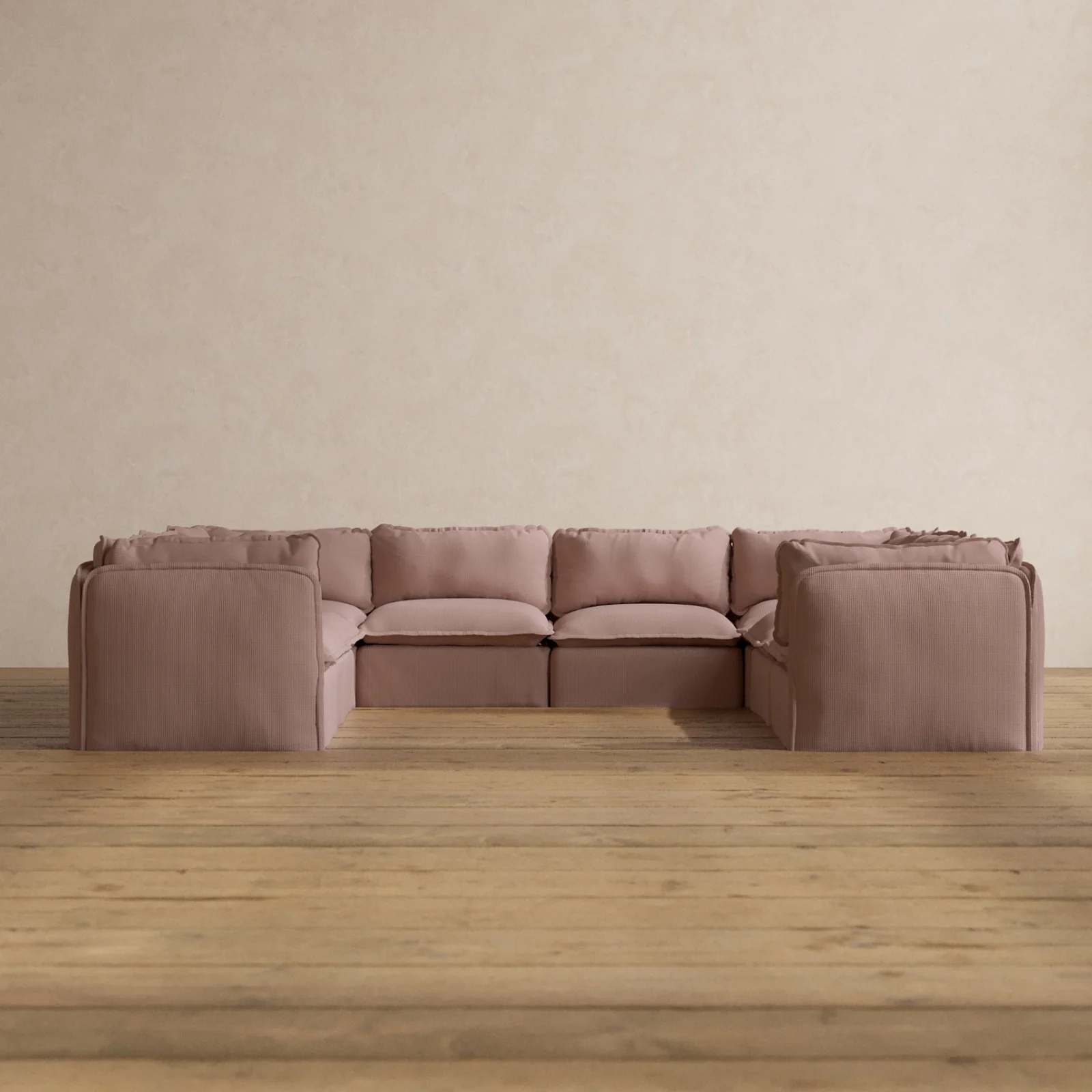 Modular Washable 8-Seater U-Sectional in Sakura | Memorix+ Seat | Contour Pillow