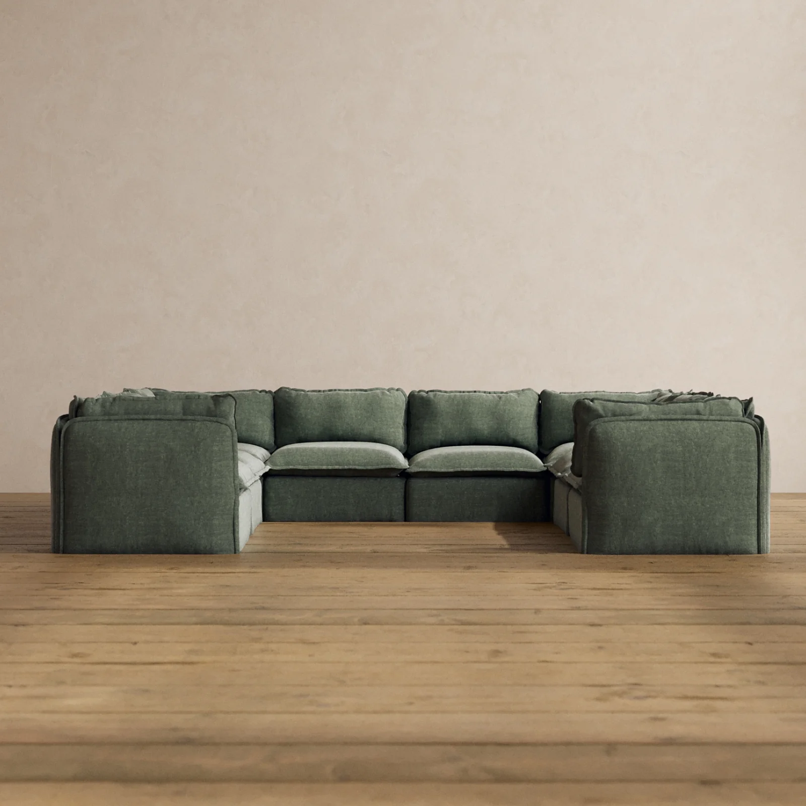 Modular Washable 8-Seater U-Sectional in Willow | Deluxe+ Seat | Cloud Pillow