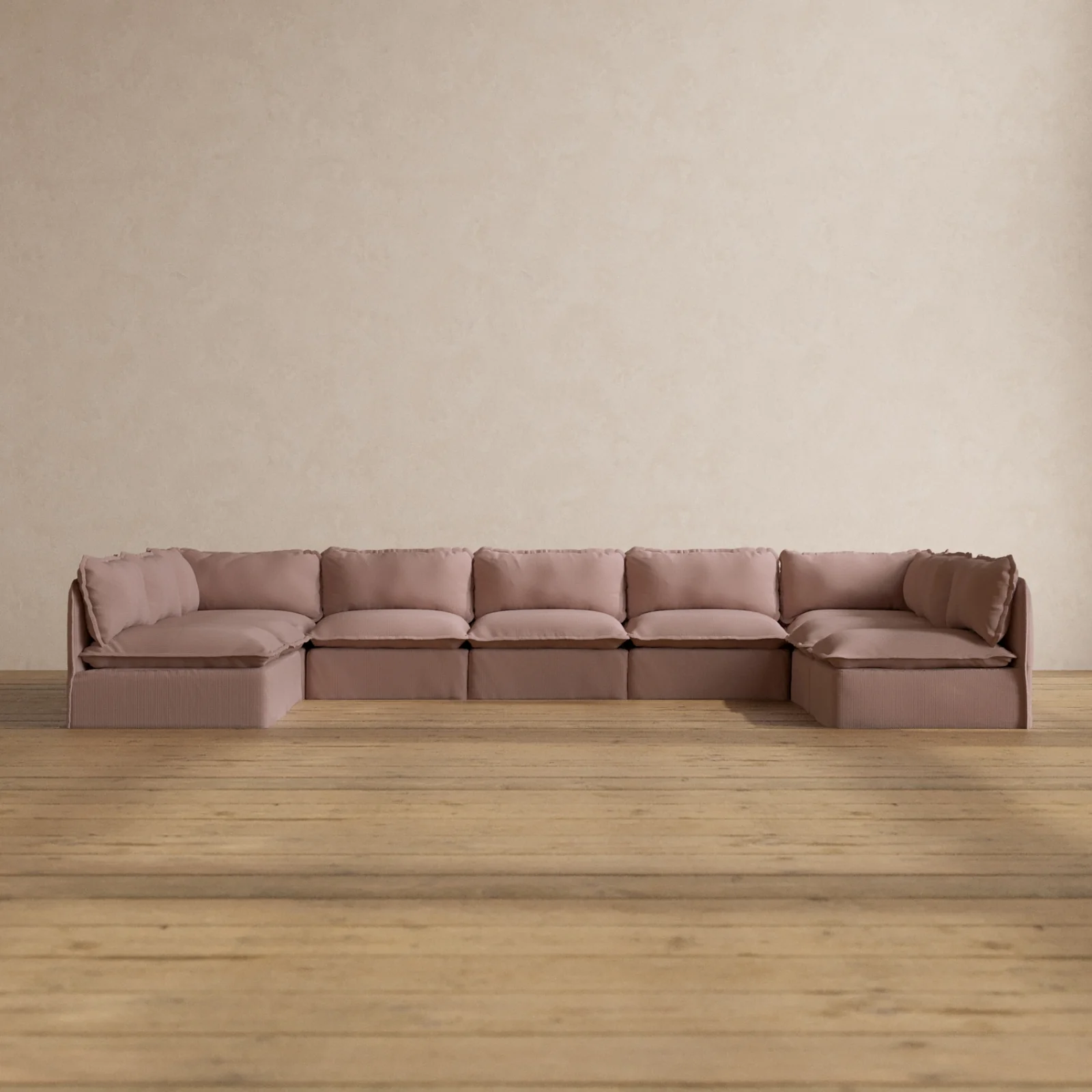 Modular Washable 9-Seater Open-Ends U-Sectional in Sakura | Memorix+ Seat | Contour Pillow