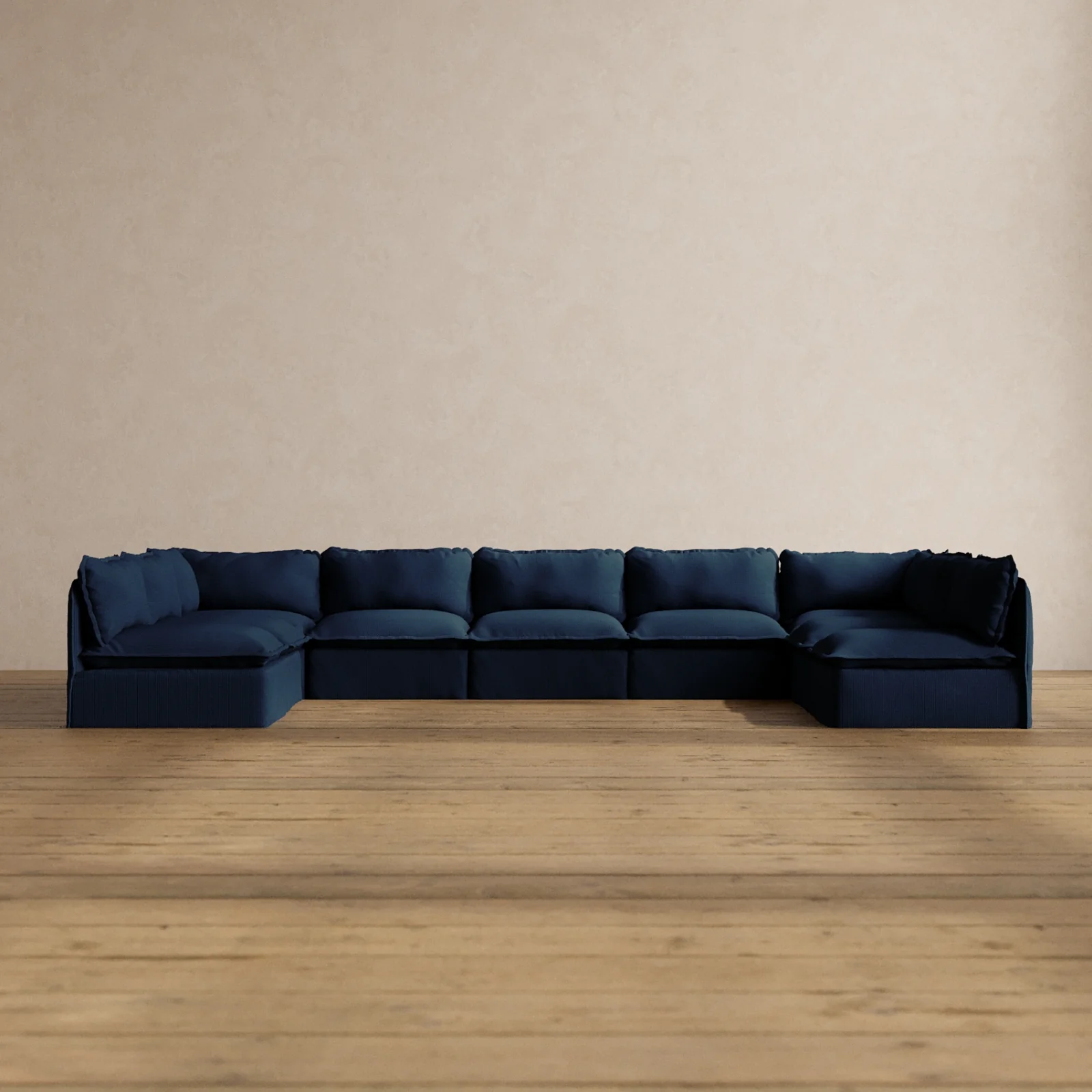Modular Washable 9-Seater Open-Ends U-Sectional in Sumi | Memorix+ Seat | Contour Pillow