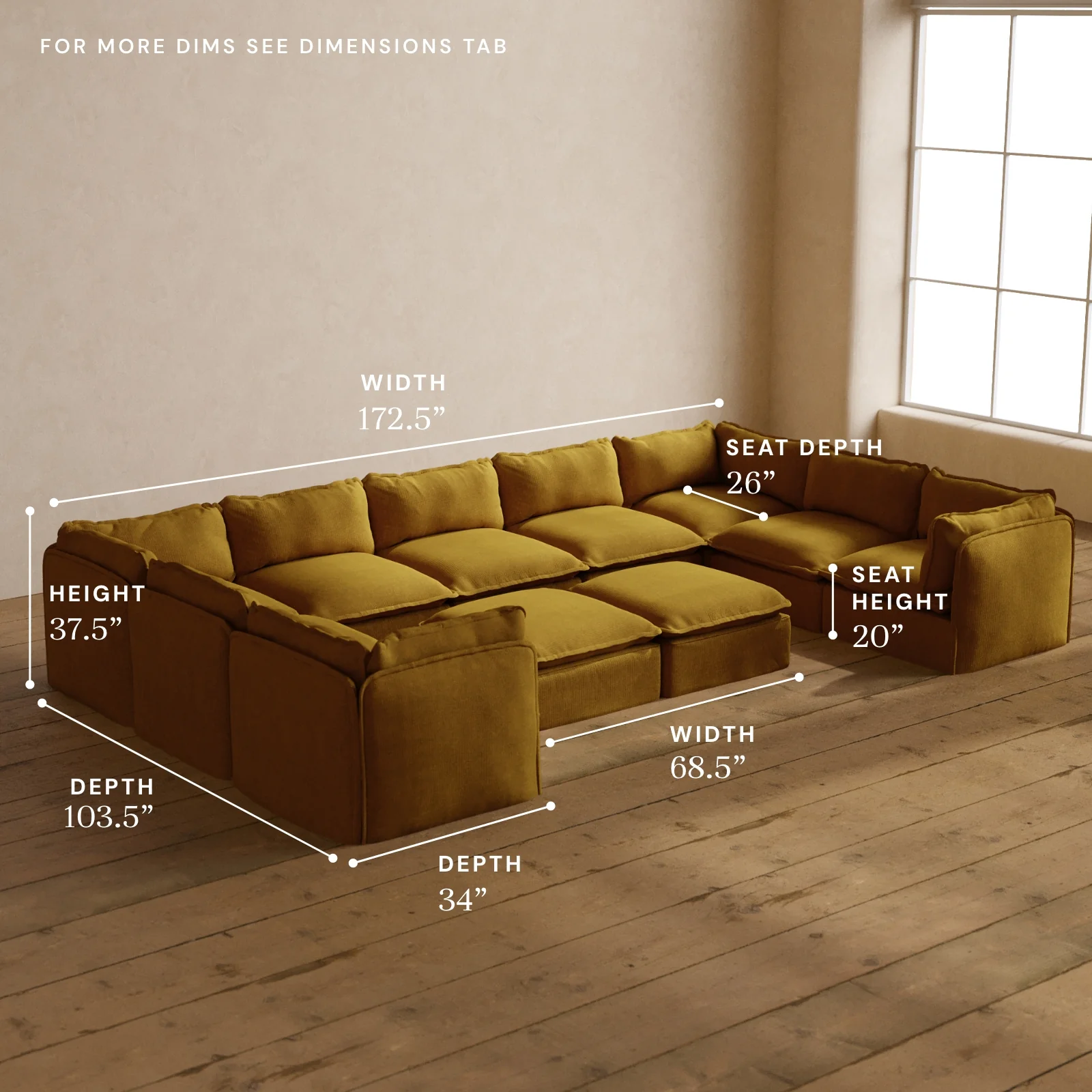 Modular Washable 9-Seater U-Sectional + Bench Ottoman in Kiiro | Deluxe+ Seat | Cloud Pillow - Image 5