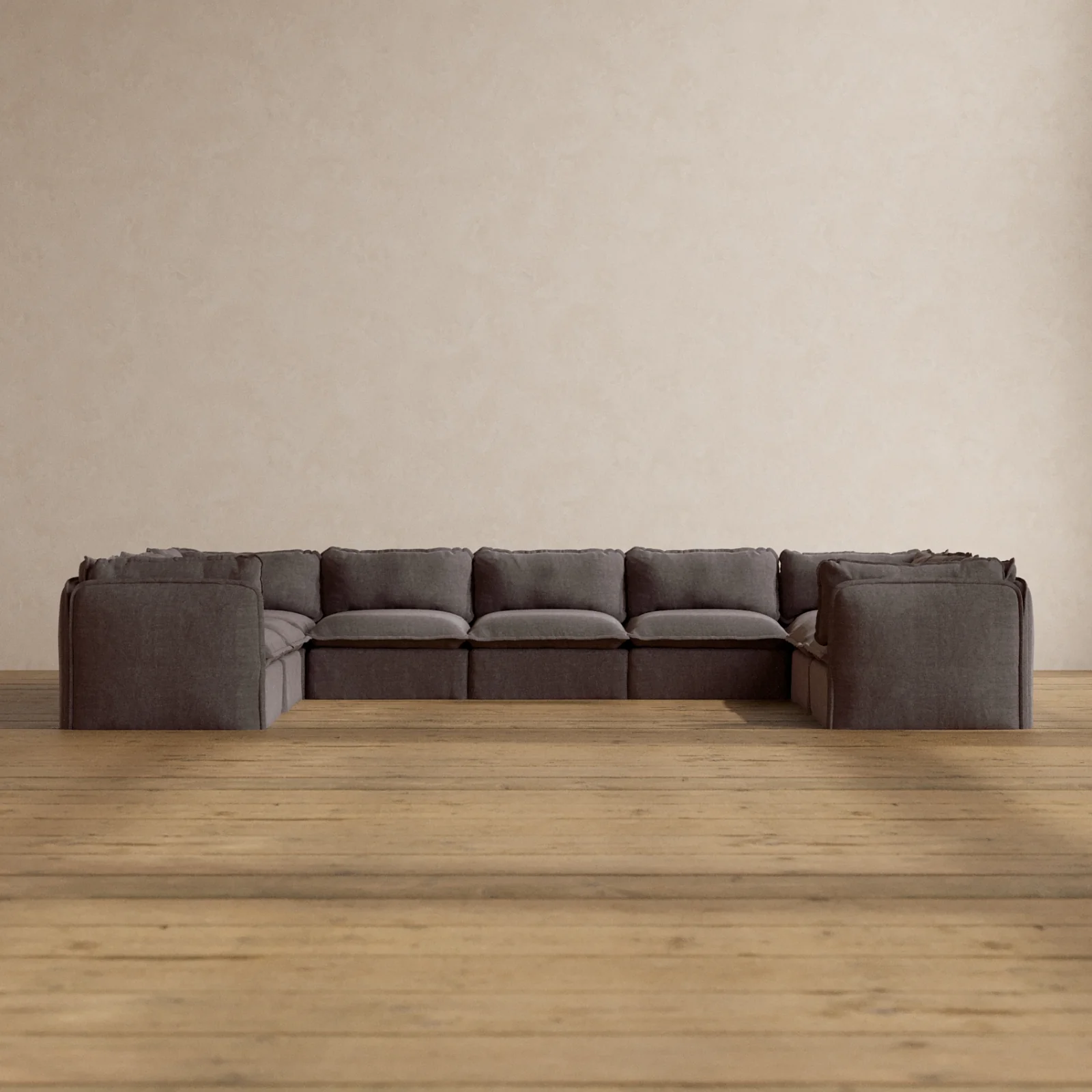Modular Washable 9-Seater U-Sectional in Caviar | Deluxe+ Seat | Cloud Pillow