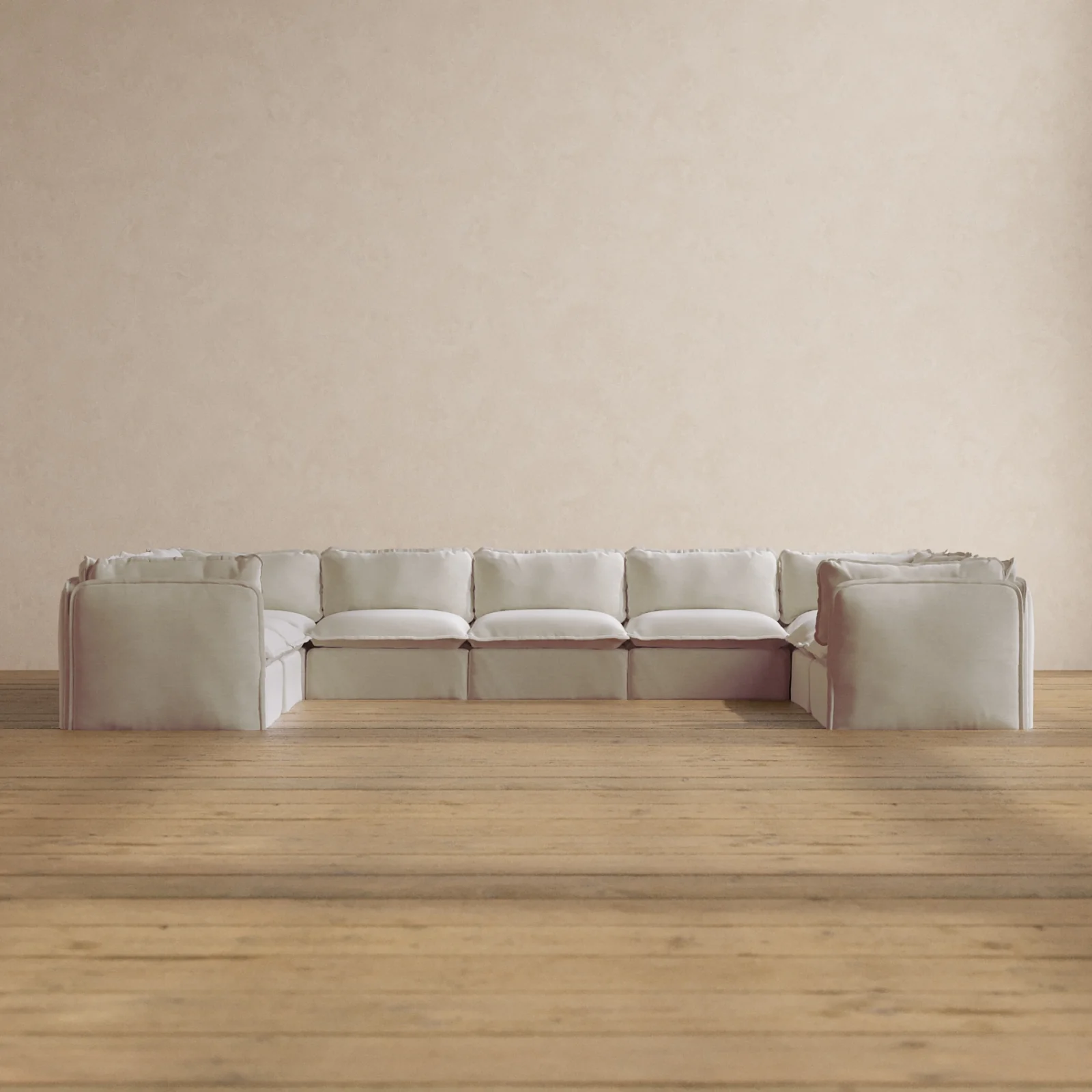 Modular Washable 9-Seater U-Sectional in Coco | Memorix+ Seat | Contour Pillow