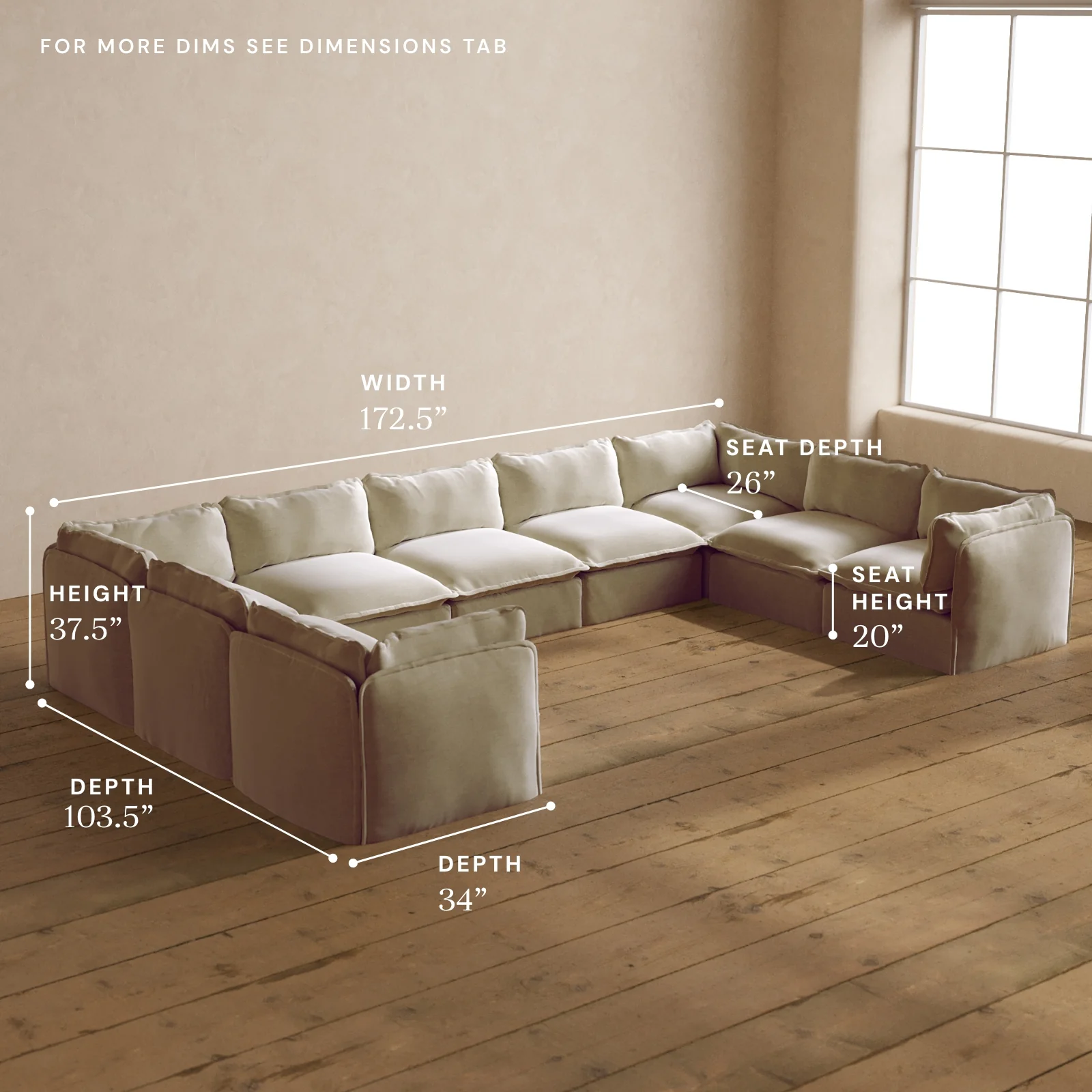 Modular Washable 9-Seater U-Sectional in Coco | Memorix+ Seat | Contour Pillow - Image 5