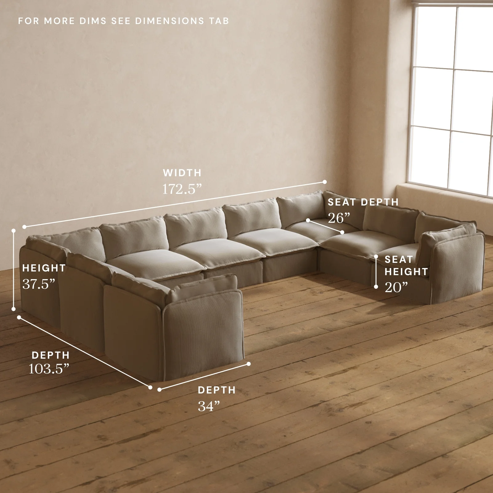 Modular Washable 9-Seater U-Sectional in Milk | Memorix+ Seat | Contour Pillow - Image 5