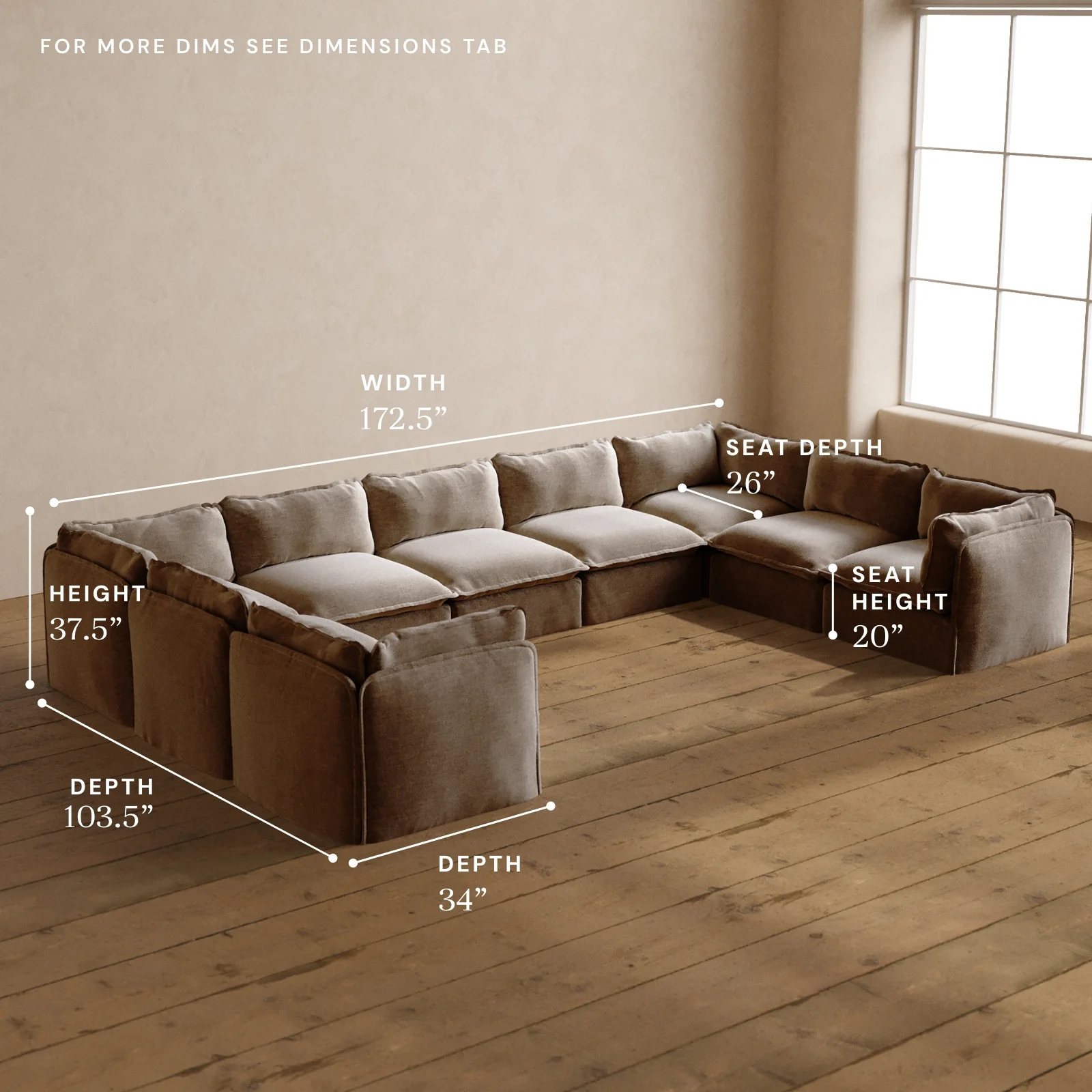 Modular Washable 9-Seater U-Sectional in Mist | Deluxe+ Seat | Cloud Pillow - Image 5