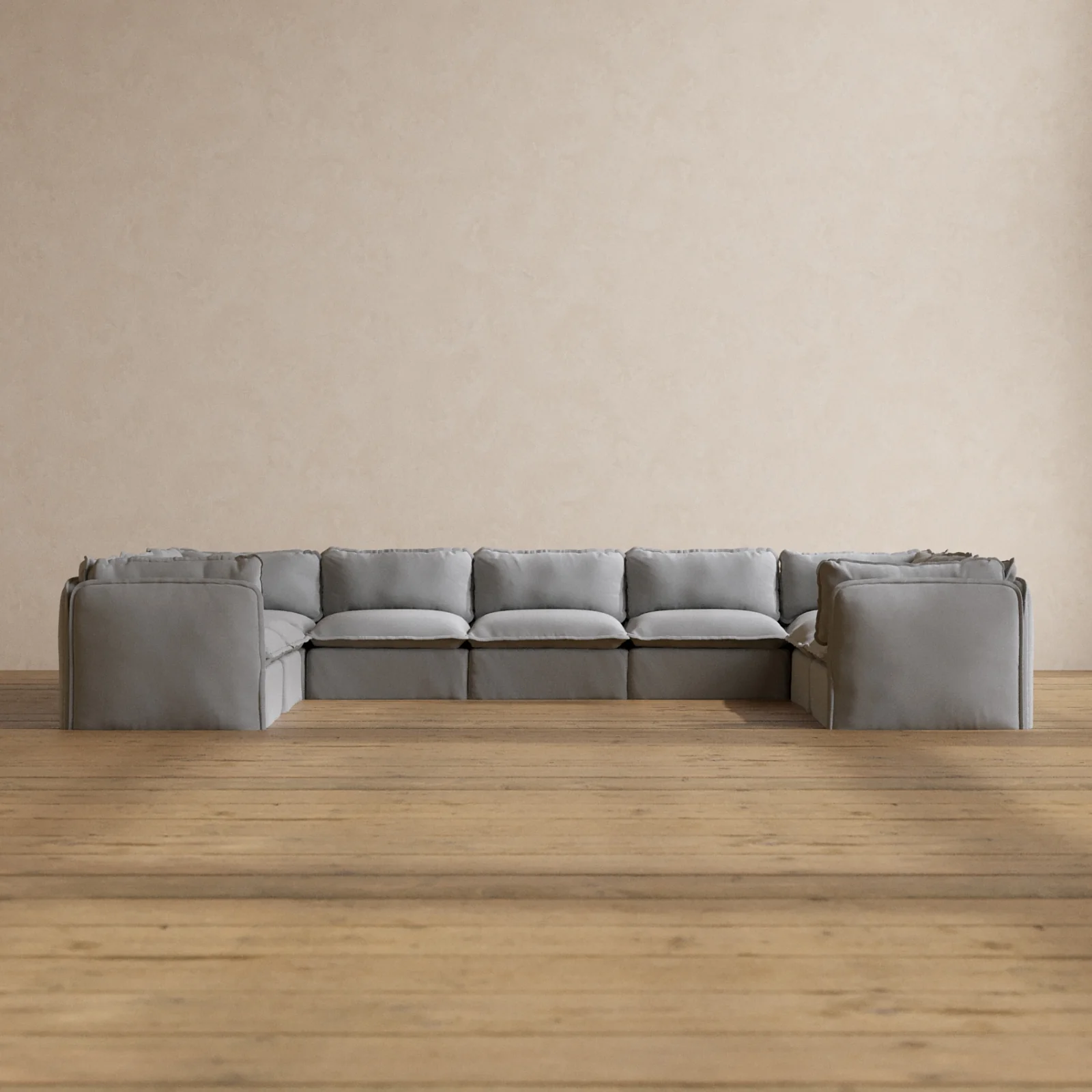 Modular Washable 9-Seater U-Sectional in Pumice | Memorix+ Seat | Contour Pillow