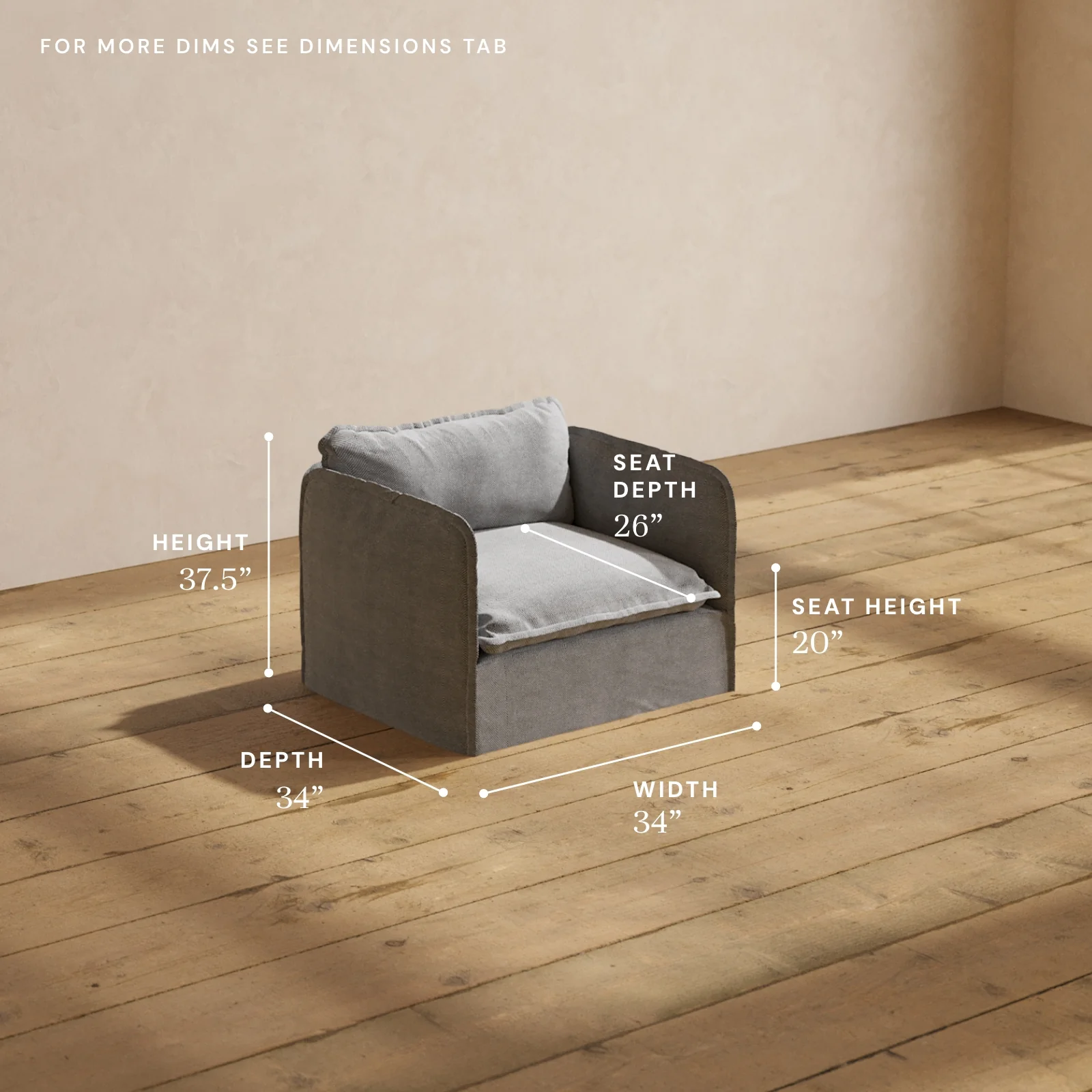 Modular Washable Armchair in Ash | Deluxe+ Seat | Cloud Pillow - Image 5