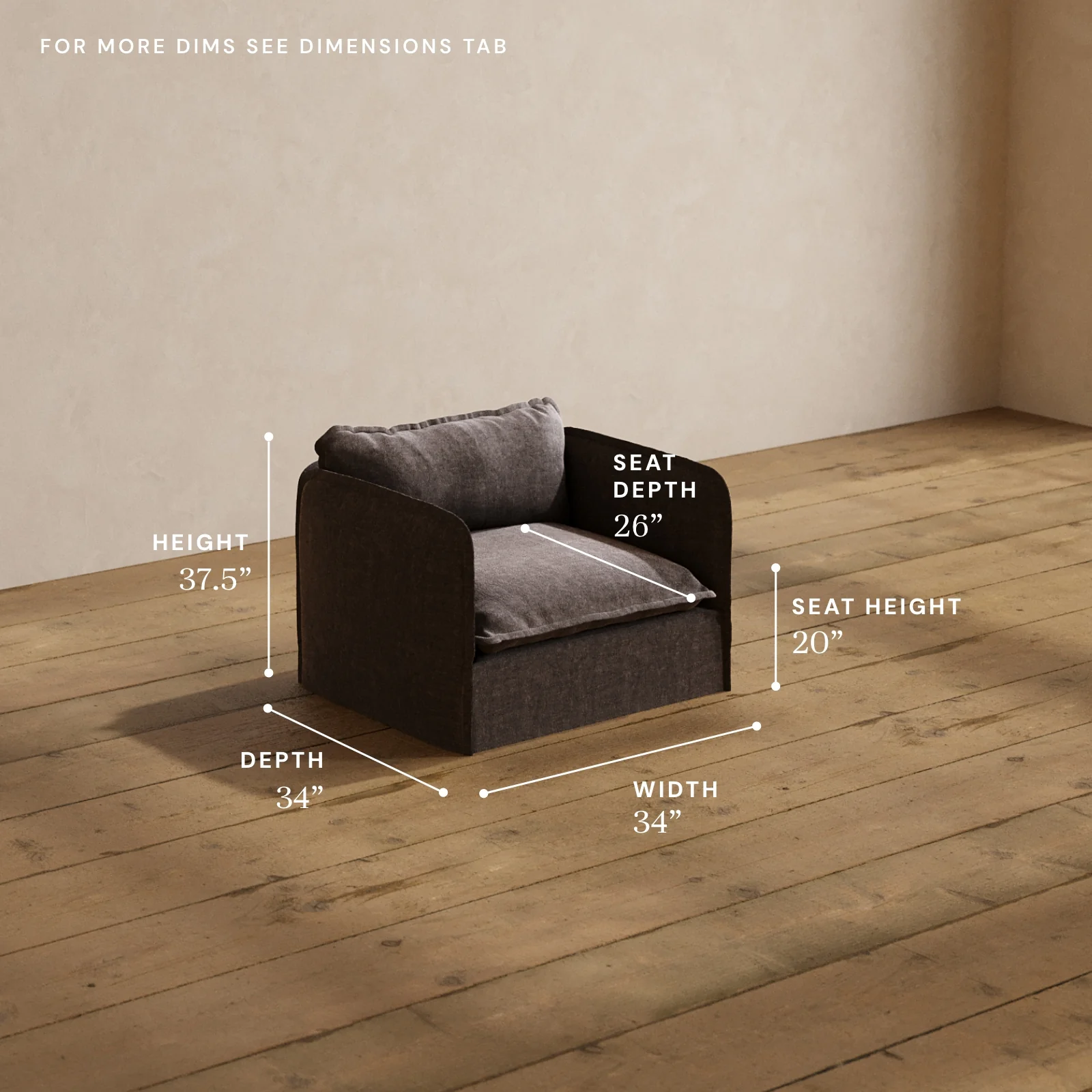 Modular Washable Armchair in Caviar | Memorix+ Seat | Contour Pillow - Image 5