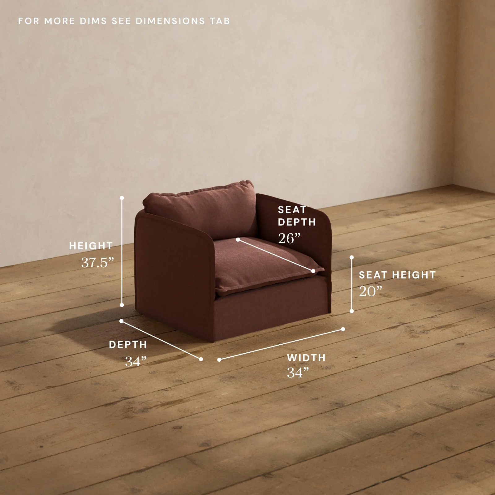 Modular Washable Armchair in Chestnut | Memorix+ Seat | Contour Pillow - Image 5