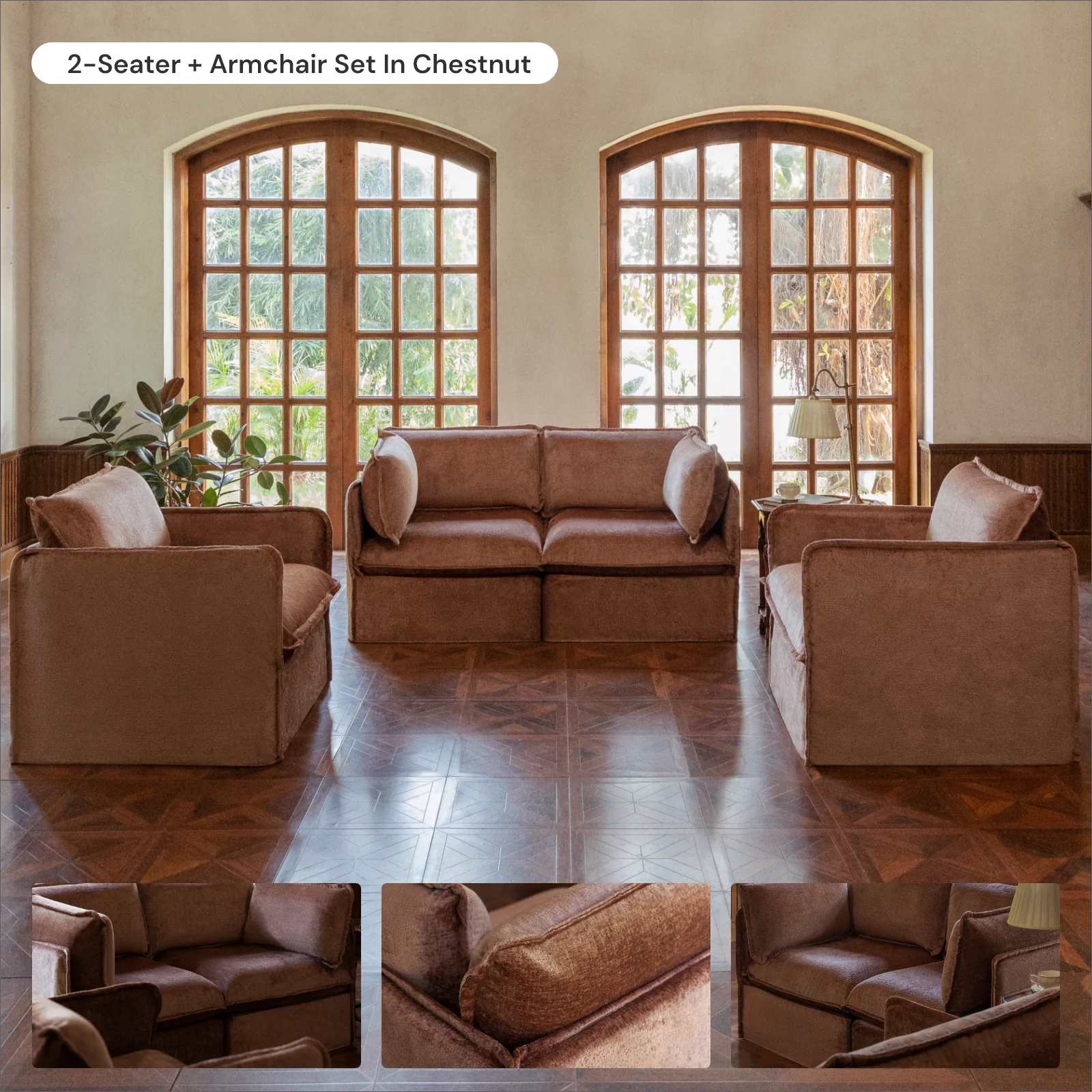 Modular Washable Armchair in Chestnut | Memorix+ Seat | Contour Pillow - Image 7