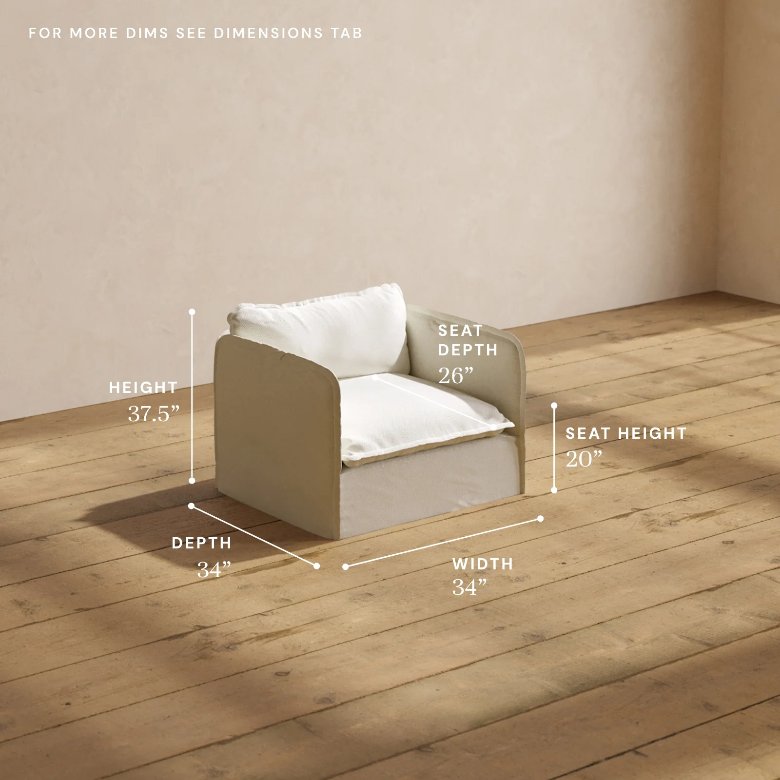 Modular Washable Armchair in Eggshell | Memorix+ Seat | Contour Pillow - Image 5