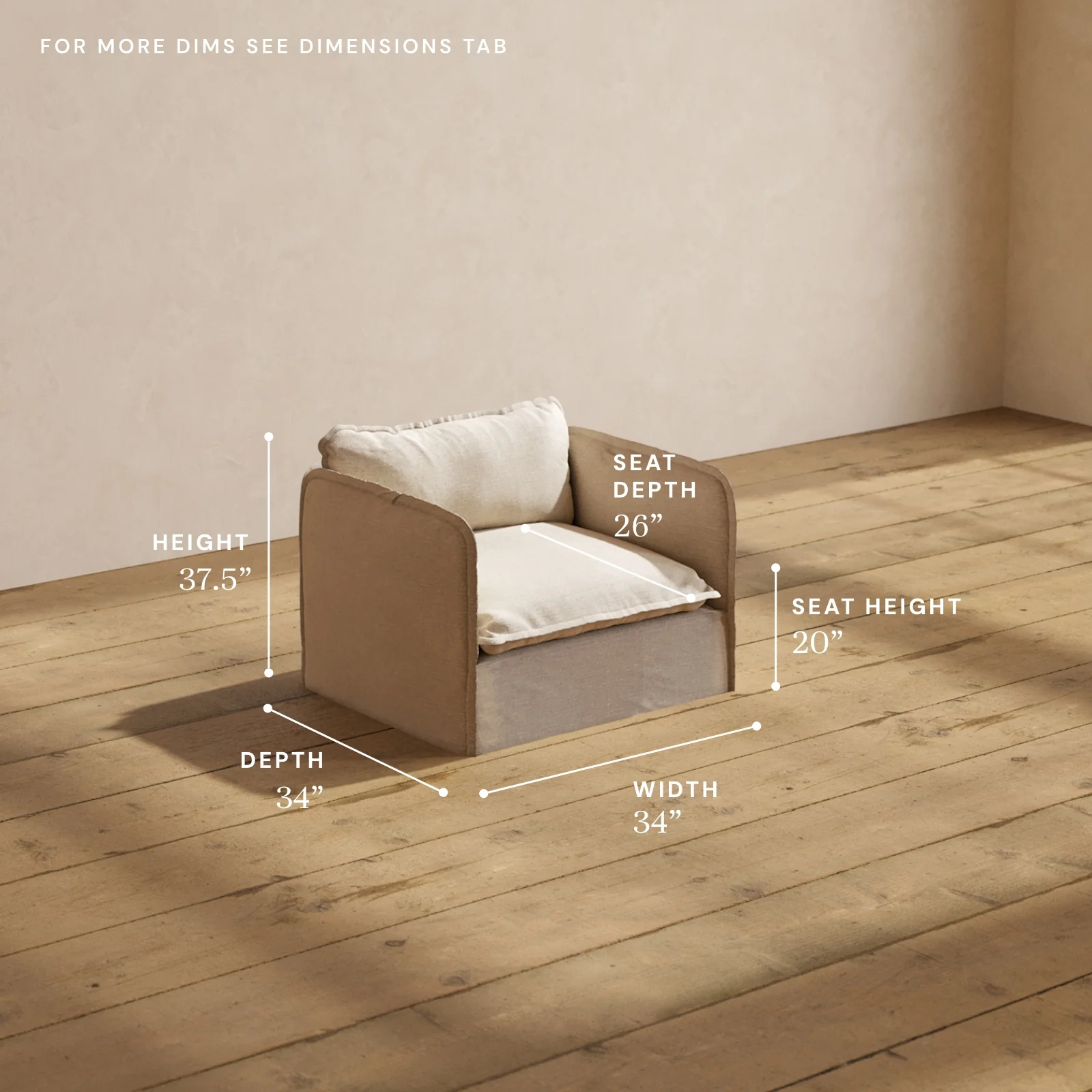 Modular Washable Armchair in Oat | Memorix+ Seat | Contour Pillow - Image 5