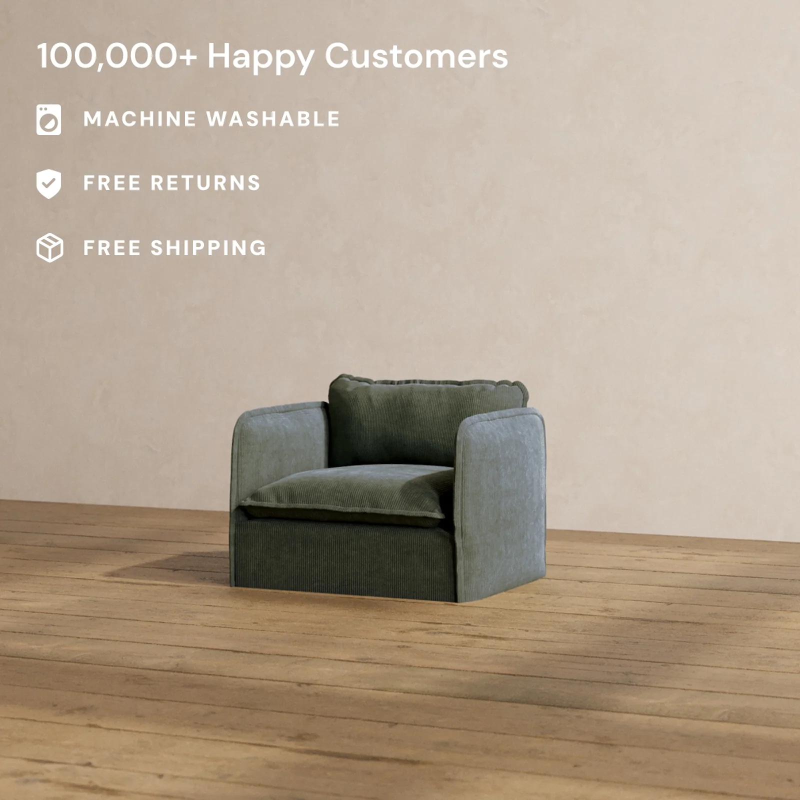 Modular Washable Armchair in Olivine | Memorix+ Seat | Contour Pillow - Image 2