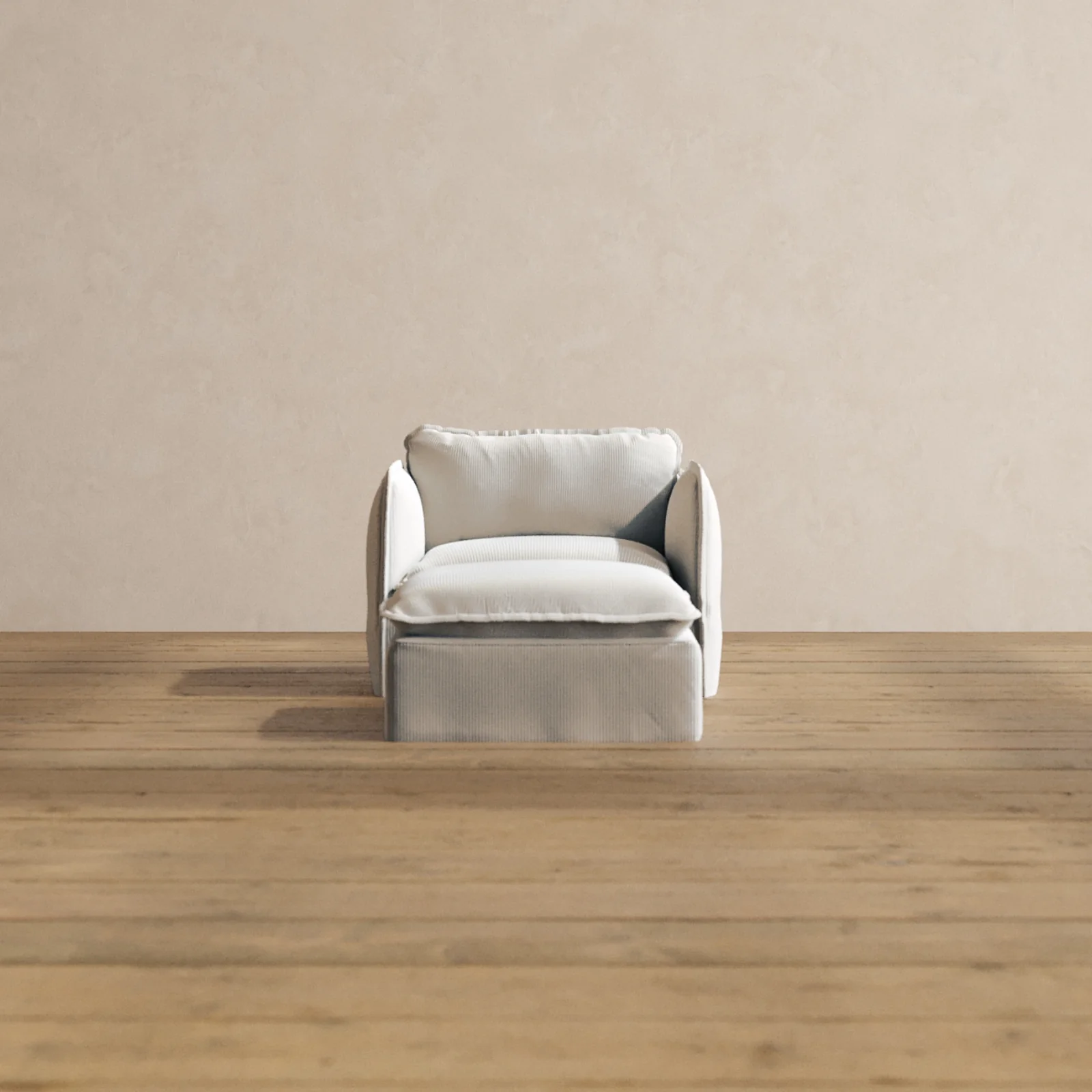 Modular Washable Armchair + Ottoman in Milk | Deluxe+ Seat | Cloud Pillow