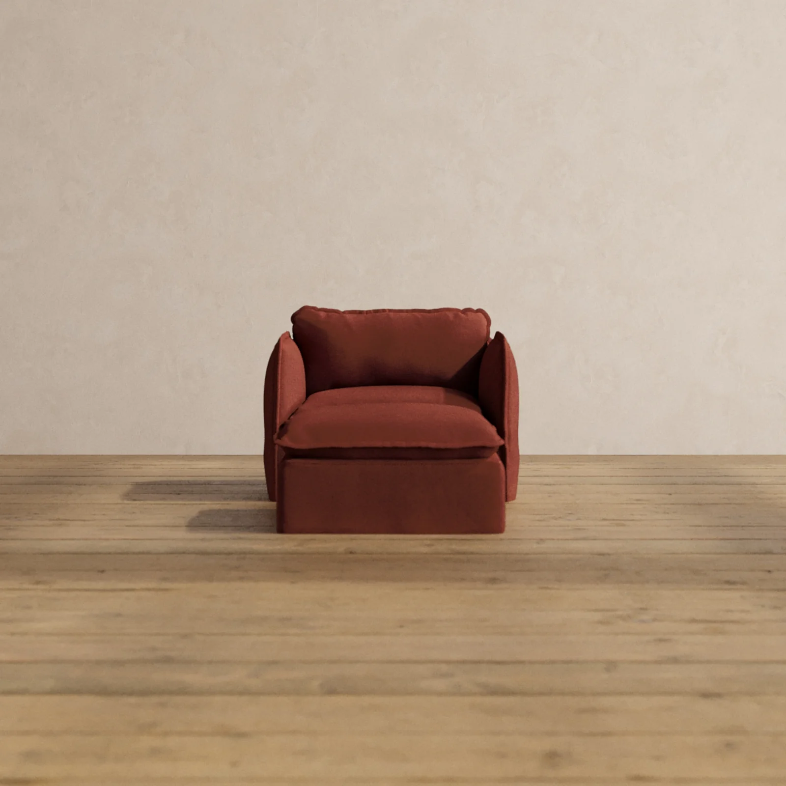 Modular Washable Armchair + Ottoman in Rust | Deluxe+ Seat | Cloud Pillow