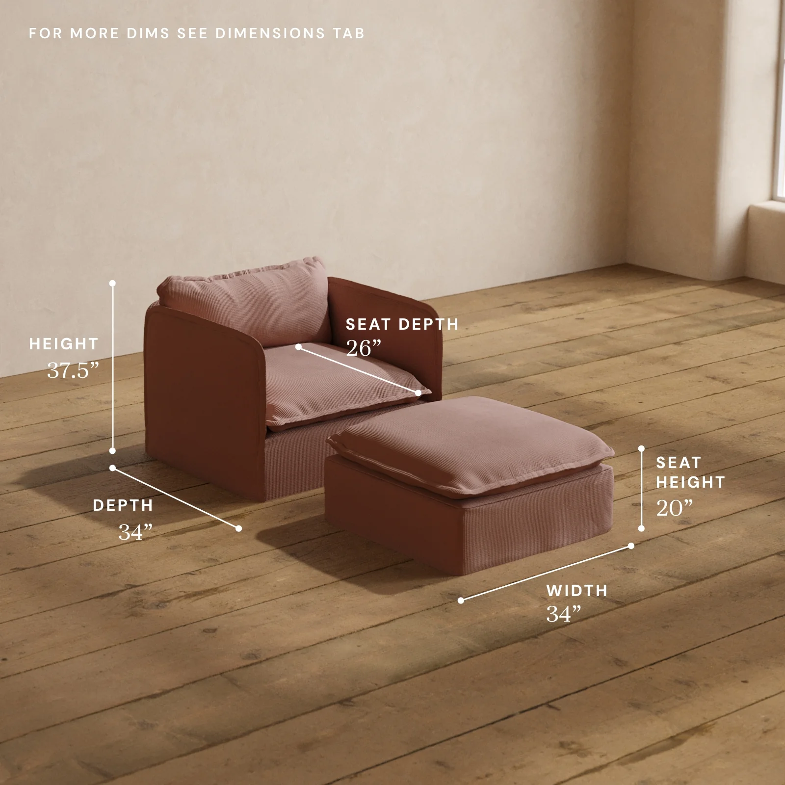 Modular Washable Armchair + Ottoman in Sakura | Memorix+ Seat | Contour Pillow - Image 5