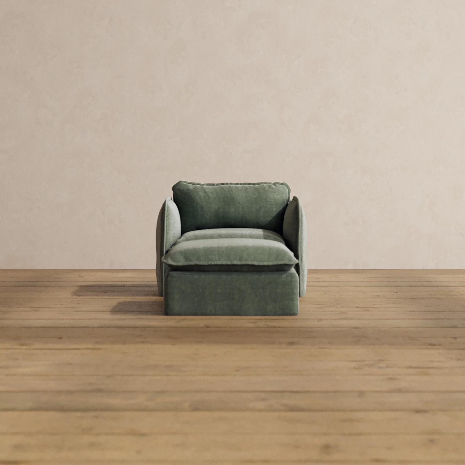 Modular Washable Armchair + Ottoman in Willow | Memorix+ Seat | Contour Pillow