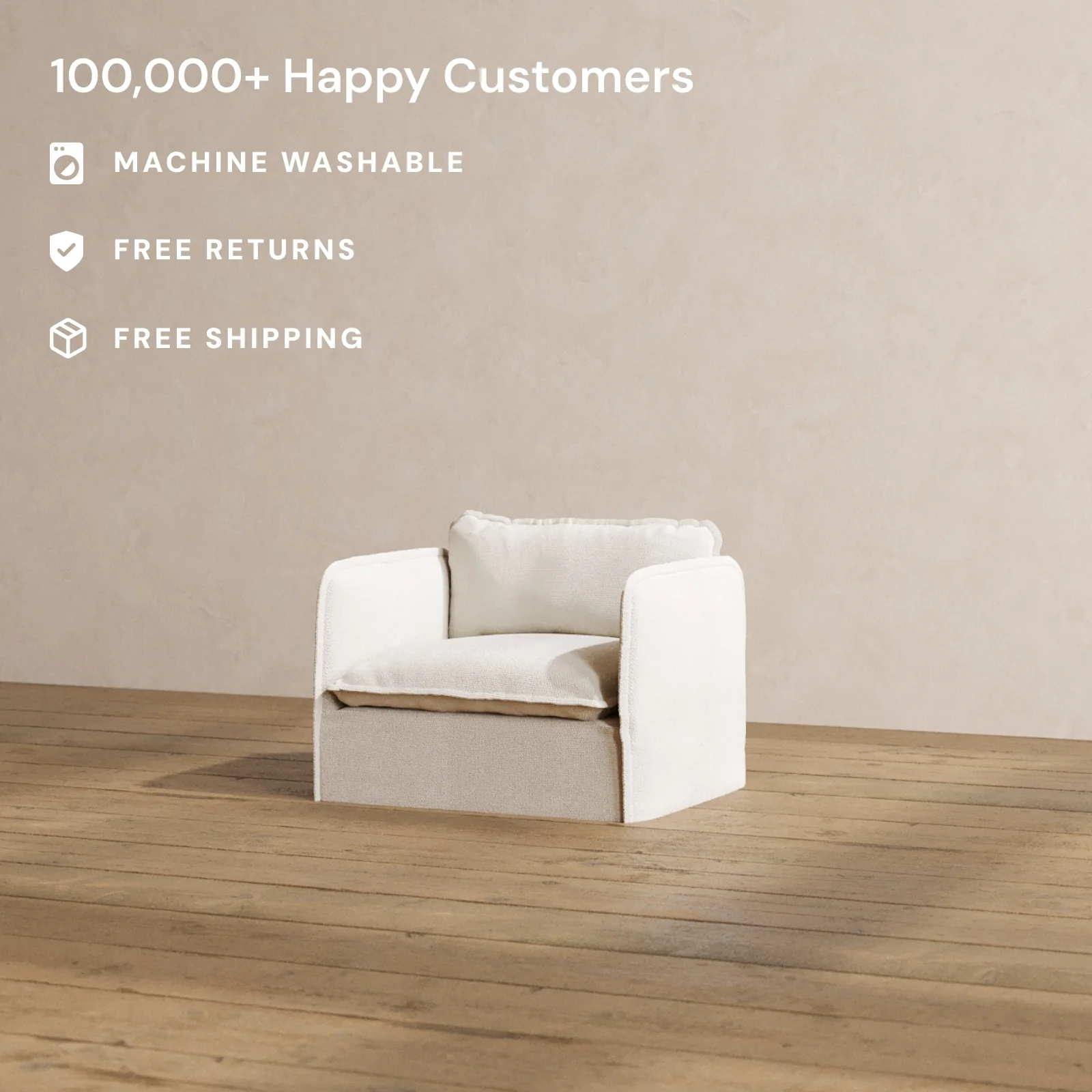 Modular Washable Armchair in Powder | Memorix+ Seat | Contour Pillow - Image 2