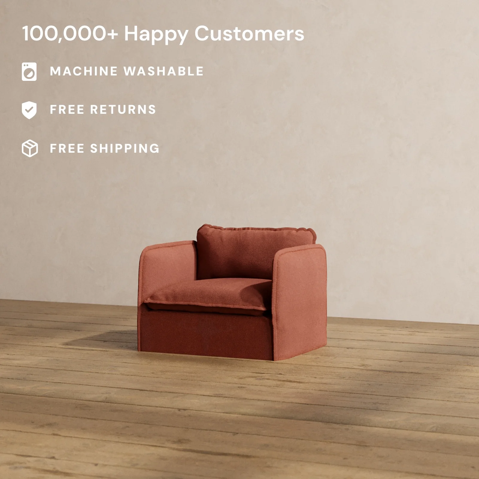Modular Washable Armchair in Rust | Memorix+ Seat | Contour Pillow - Image 2