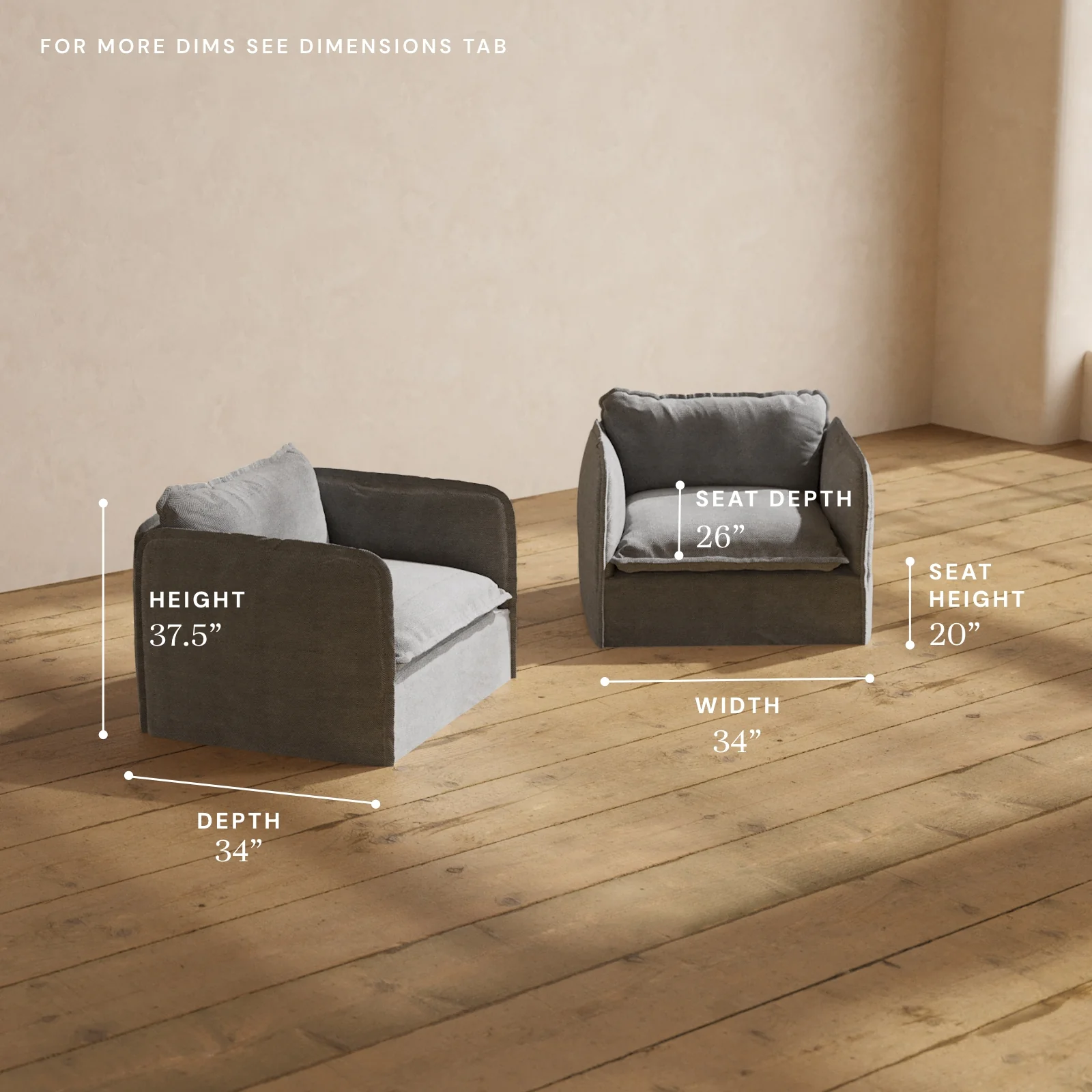 Modular Washable Armchair Set in Ash | Memorix+ Seat | Contour Pillow - Image 5