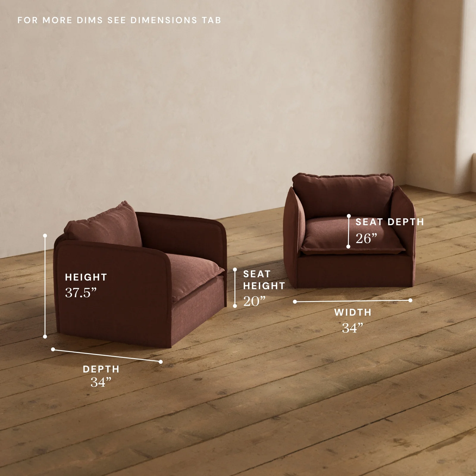 Modular Washable Armchair Set in Chestnut | Memorix+ Seat | Contour Pillow - Image 5