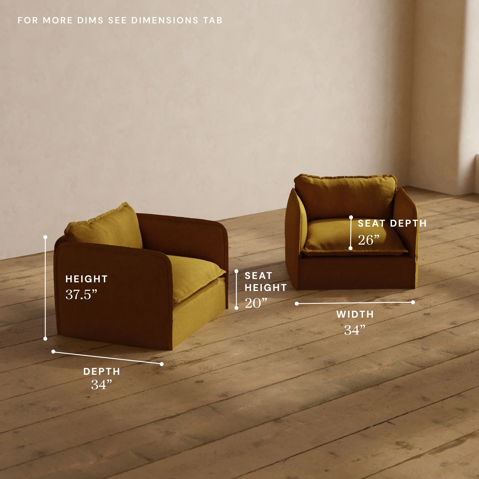 Modular Washable Armchair Set in Kiiro | Memorix+ Seat | Contour Pillow - Image 5