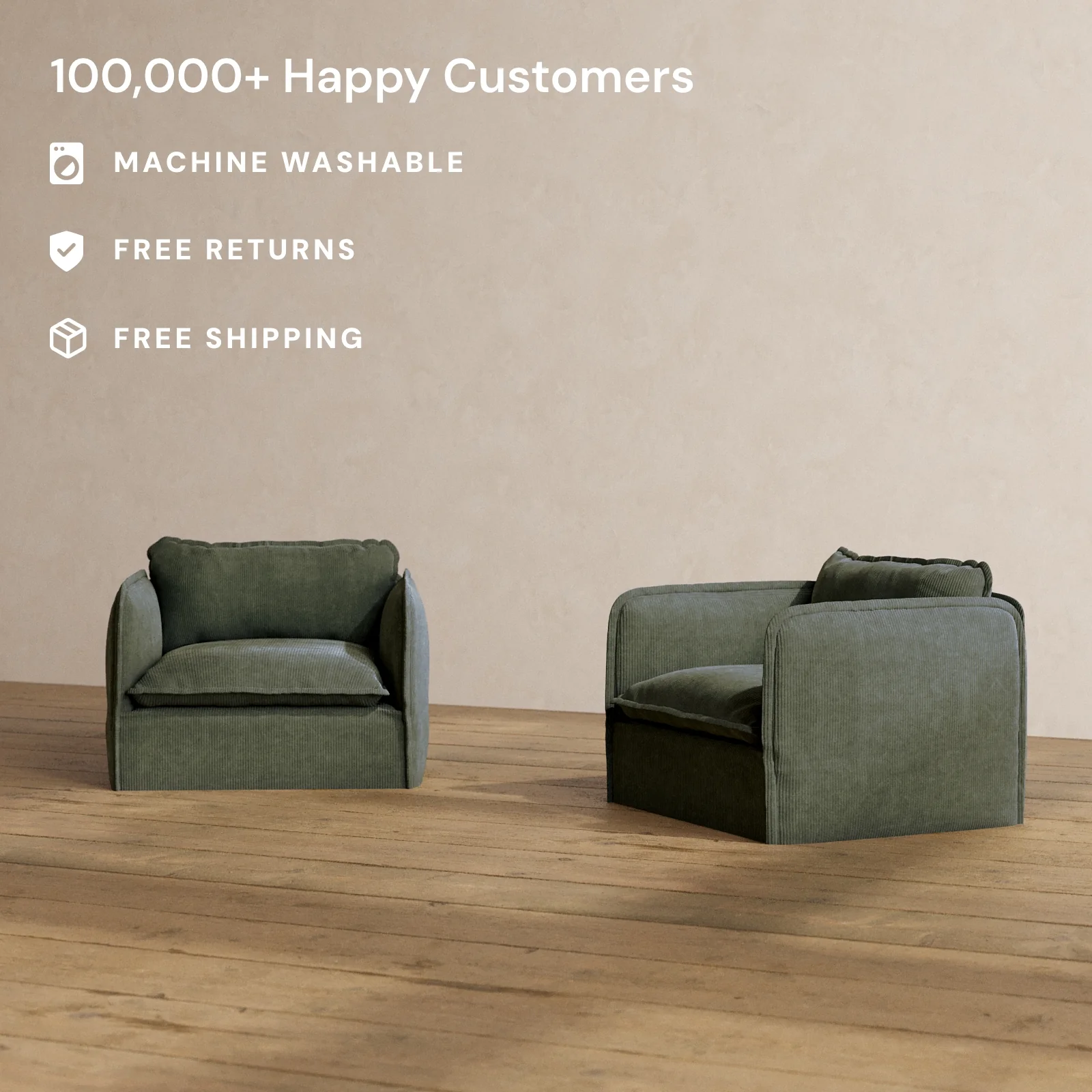 Modular Washable Armchair Set in Olivine | Memorix+ Seat | Contour Pillow - Image 2