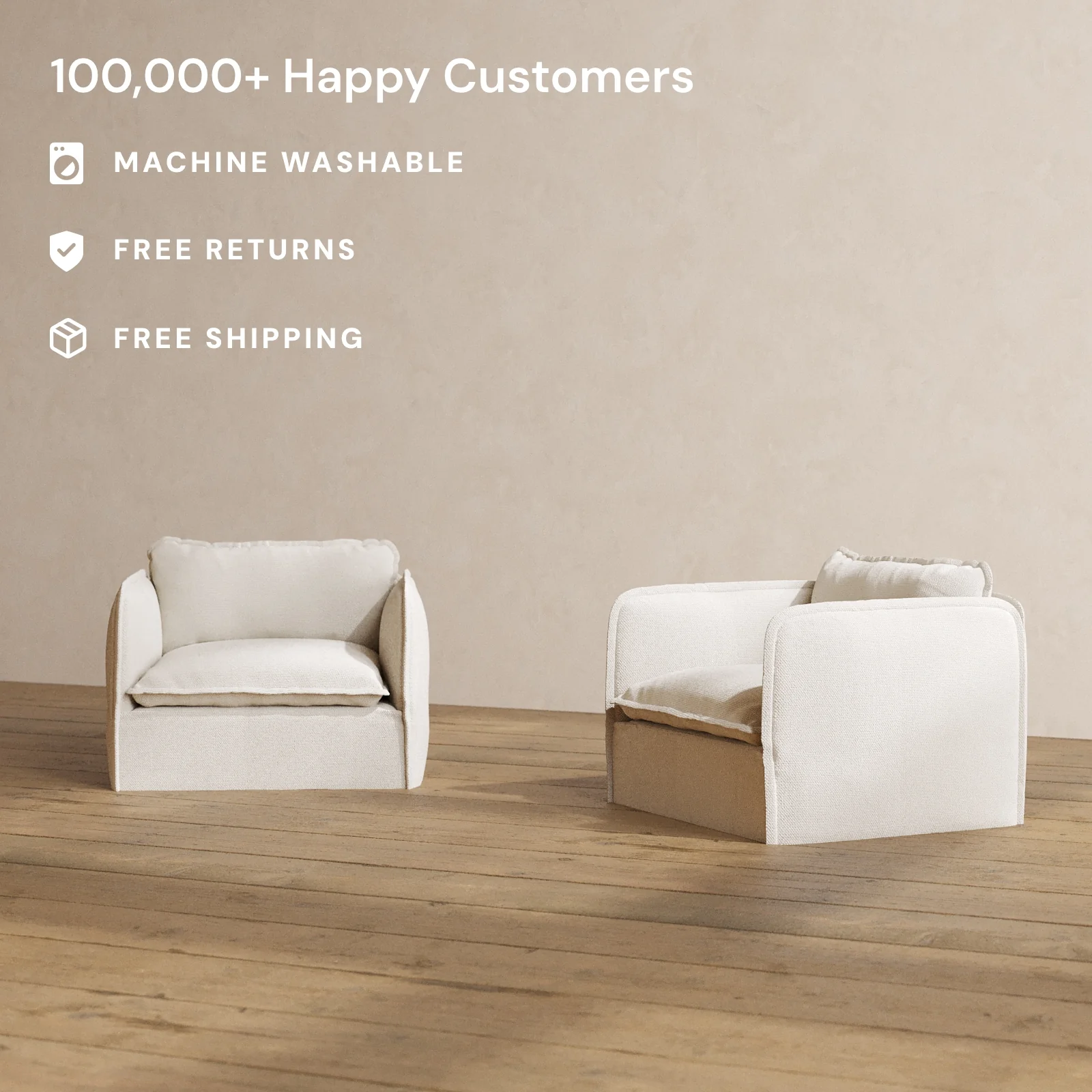 Modular Washable Armchair Set in Powder | Memorix+ Seat | Contour Pillow - Image 2