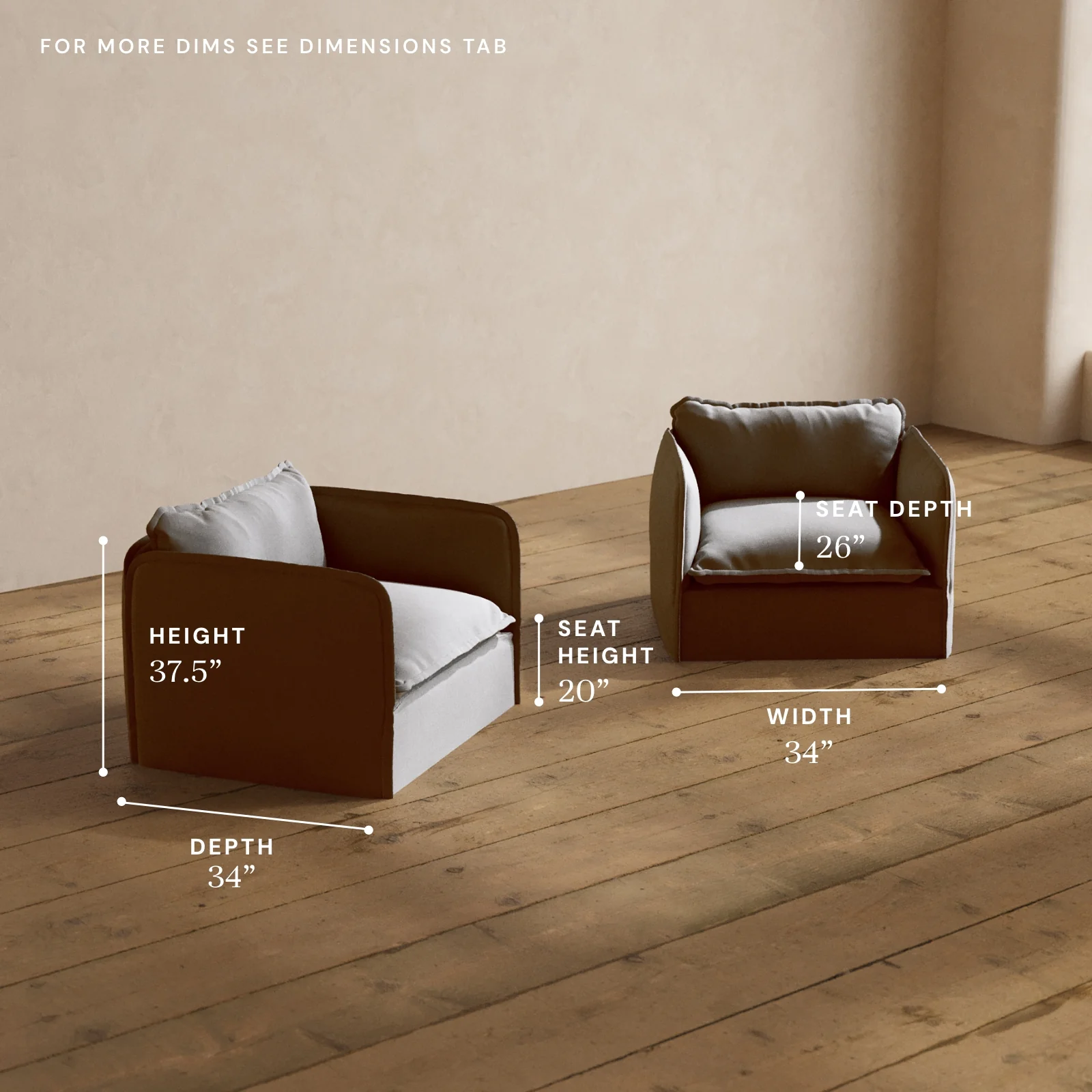 Modular Washable Armchair Set in Pumice | Memorix+ Seat | Contour Pillow - Image 5