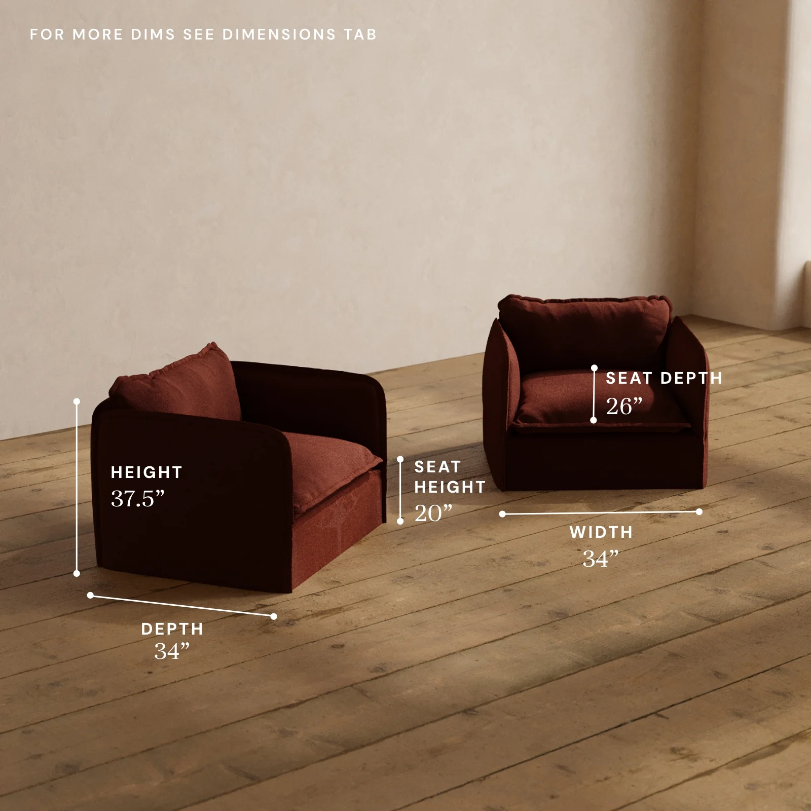 Modular Washable Armchair Set in Rust | Memorix+ Seat | Contour Pillow - Image 5