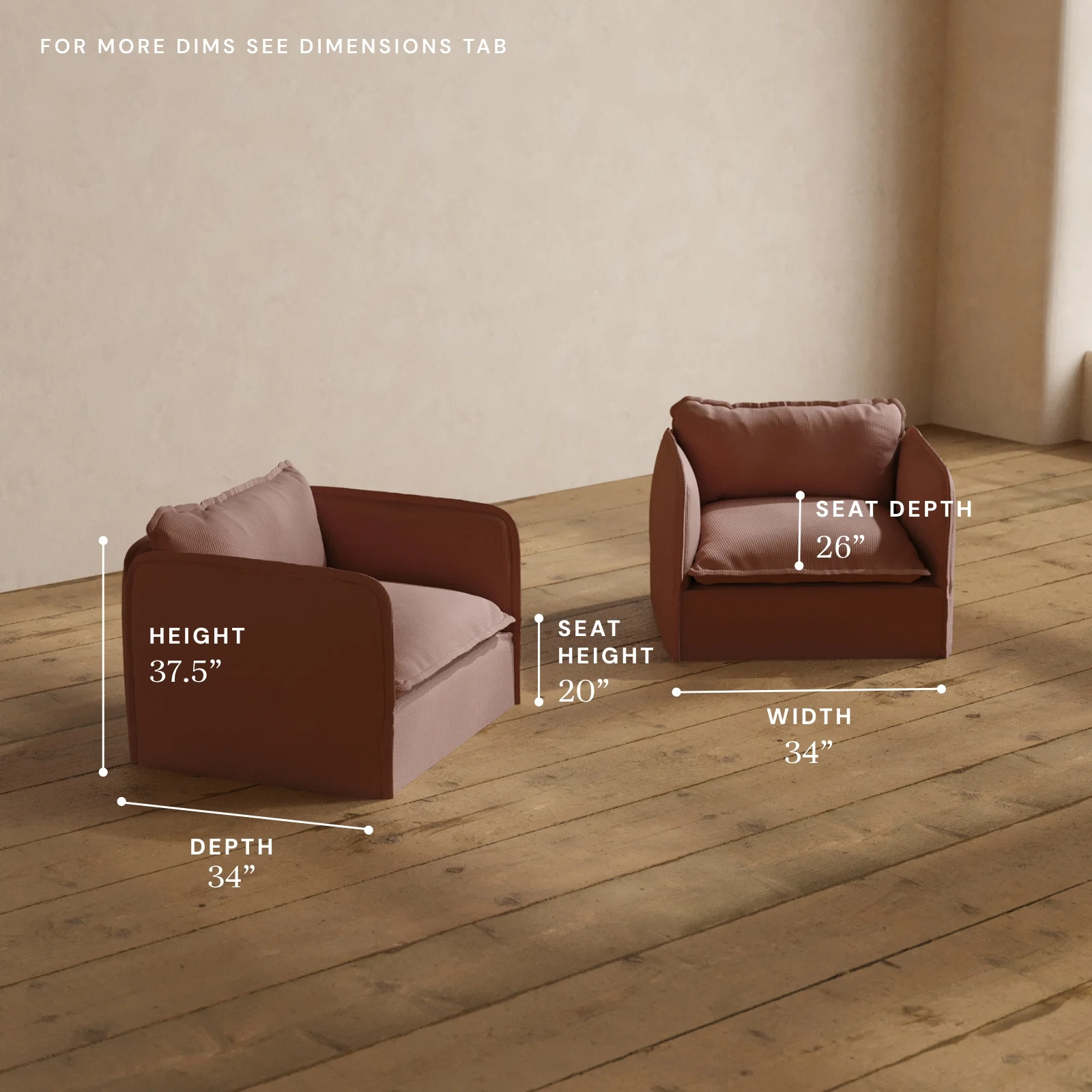 Modular Washable Armchair Set in Sakura | Deluxe+ Seat | Cloud Pillow - Image 5