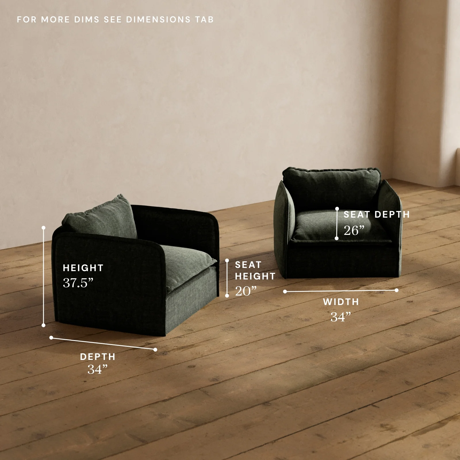 Modular Washable Armchair Set in Willow | Deluxe+ Seat | Cloud Pillow - Image 5