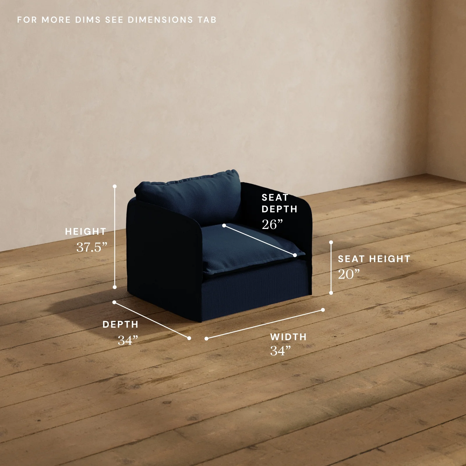 Modular Washable Armchair in Sumi | Deluxe+ Seat | Cloud Pillow - Image 5