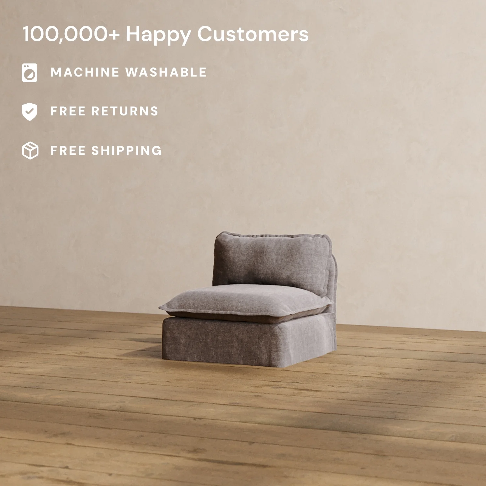 Modular Washable Armless Chair in Caviar | Memorix+ Seat | Contour Pillow - Image 2
