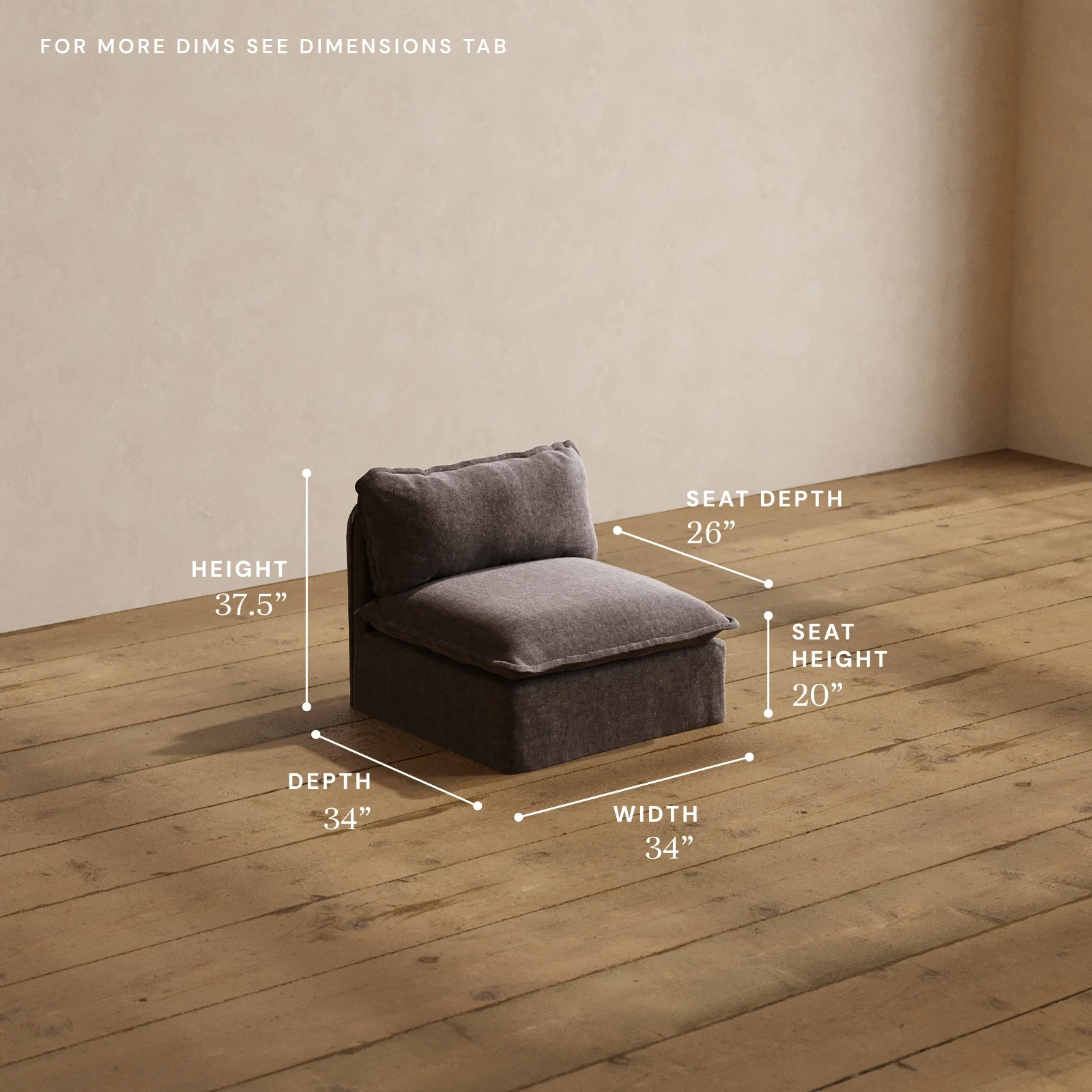 Modular Washable Armless Chair in Caviar | Memorix+ Seat | Contour Pillow - Image 5