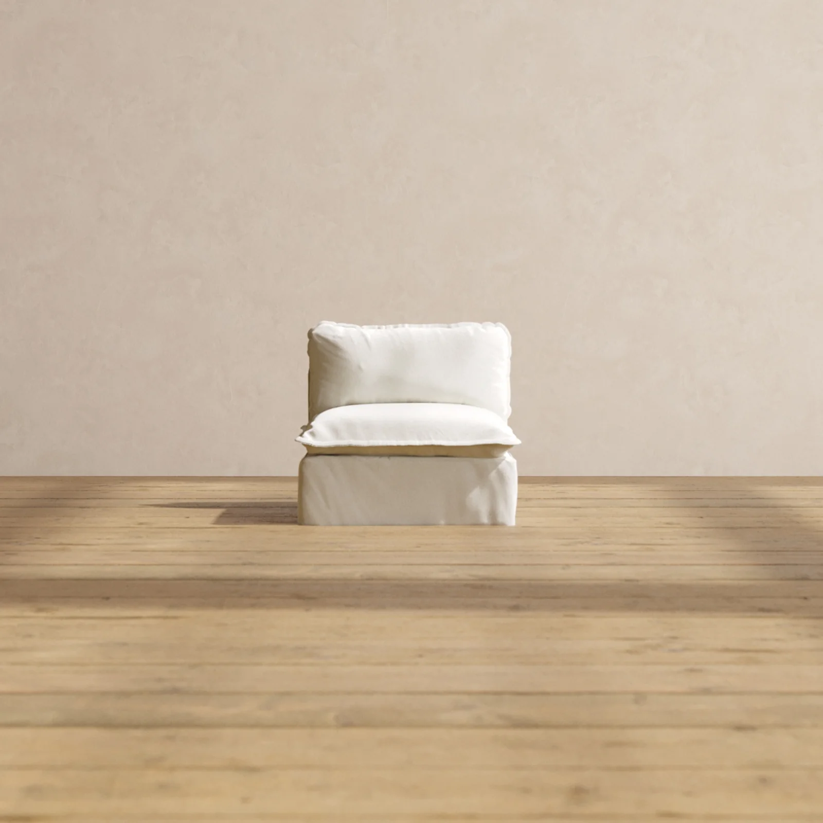 Modular Washable Armless Chair in Eggshell | Deluxe+ Seat | Cloud Pillow